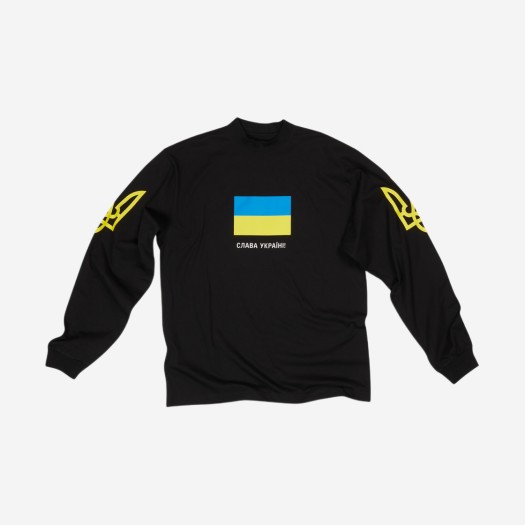 발렌시아가 서포트 우크라이나 롱슬리브 티셔츠 블랙