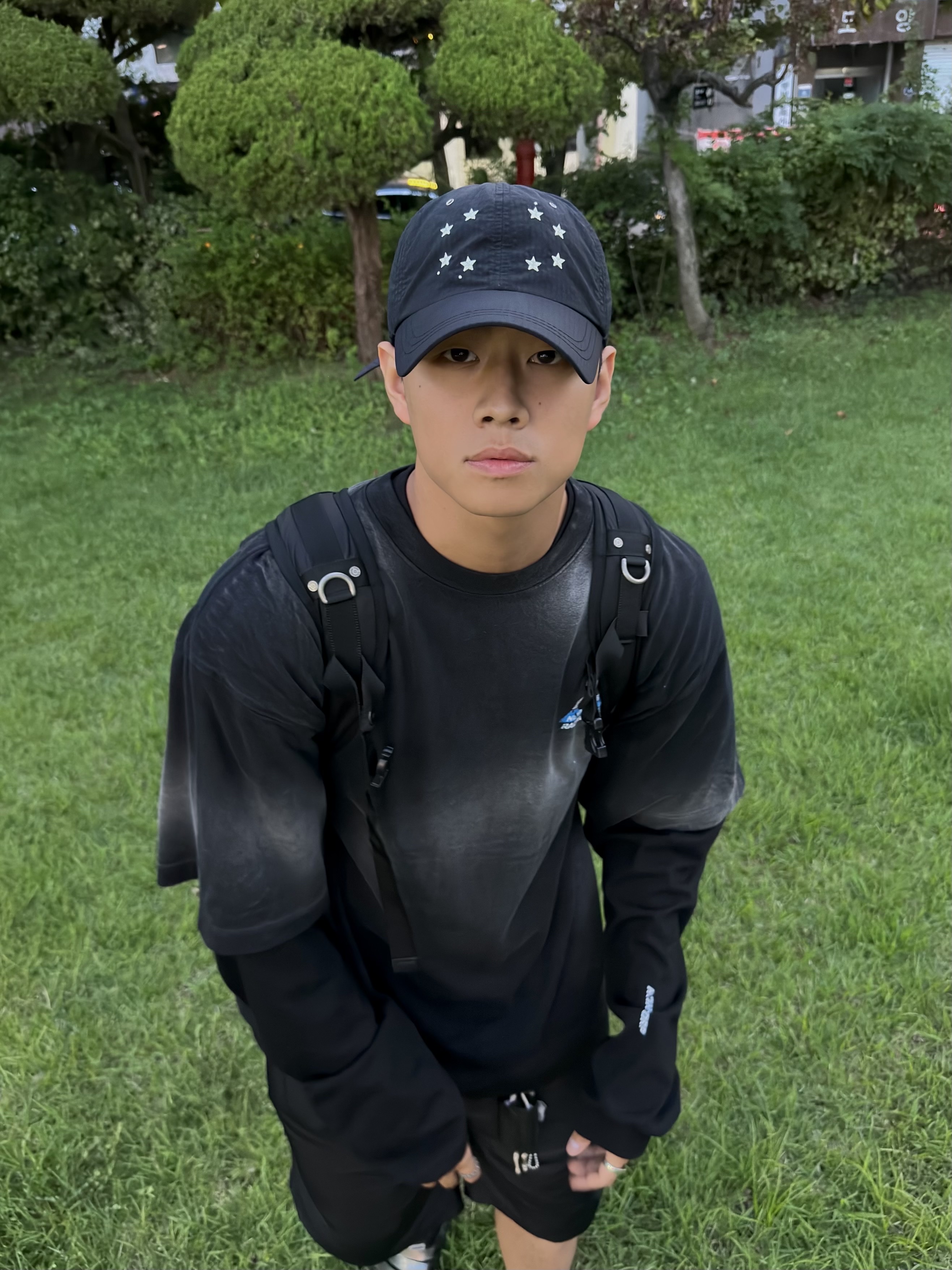 Nonnod Grandprix T-shirt Washed Black 착용 스타일 - 2