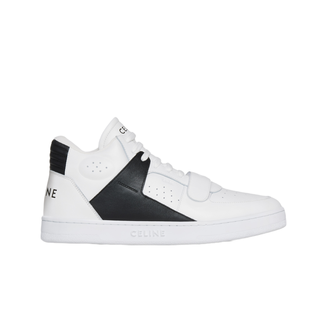 (W) Celine Ct-02 Celine Trainer Mid Sneakers with Scratch in Calfskin Optic White Black 상세 이미지 1