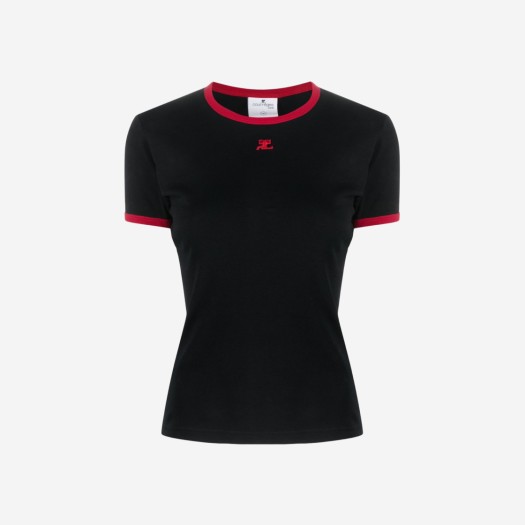 (W) 꾸레쥬 리에디션 콘트라스트 티셔츠 블랙 루비