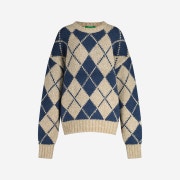 Greenbutter Women Argyle Knit Pullover Beige Navy
