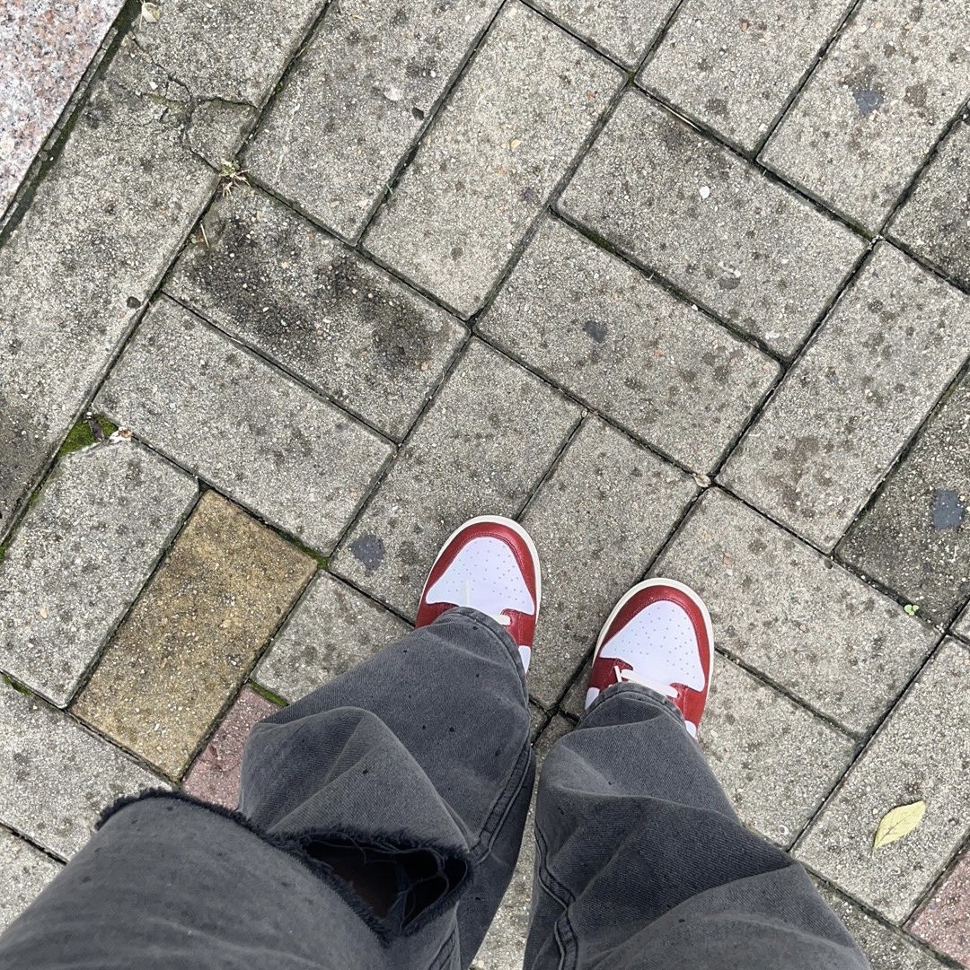 (W) Nike Dunk Low Retro PRM Team Red and White 착용 스타일
