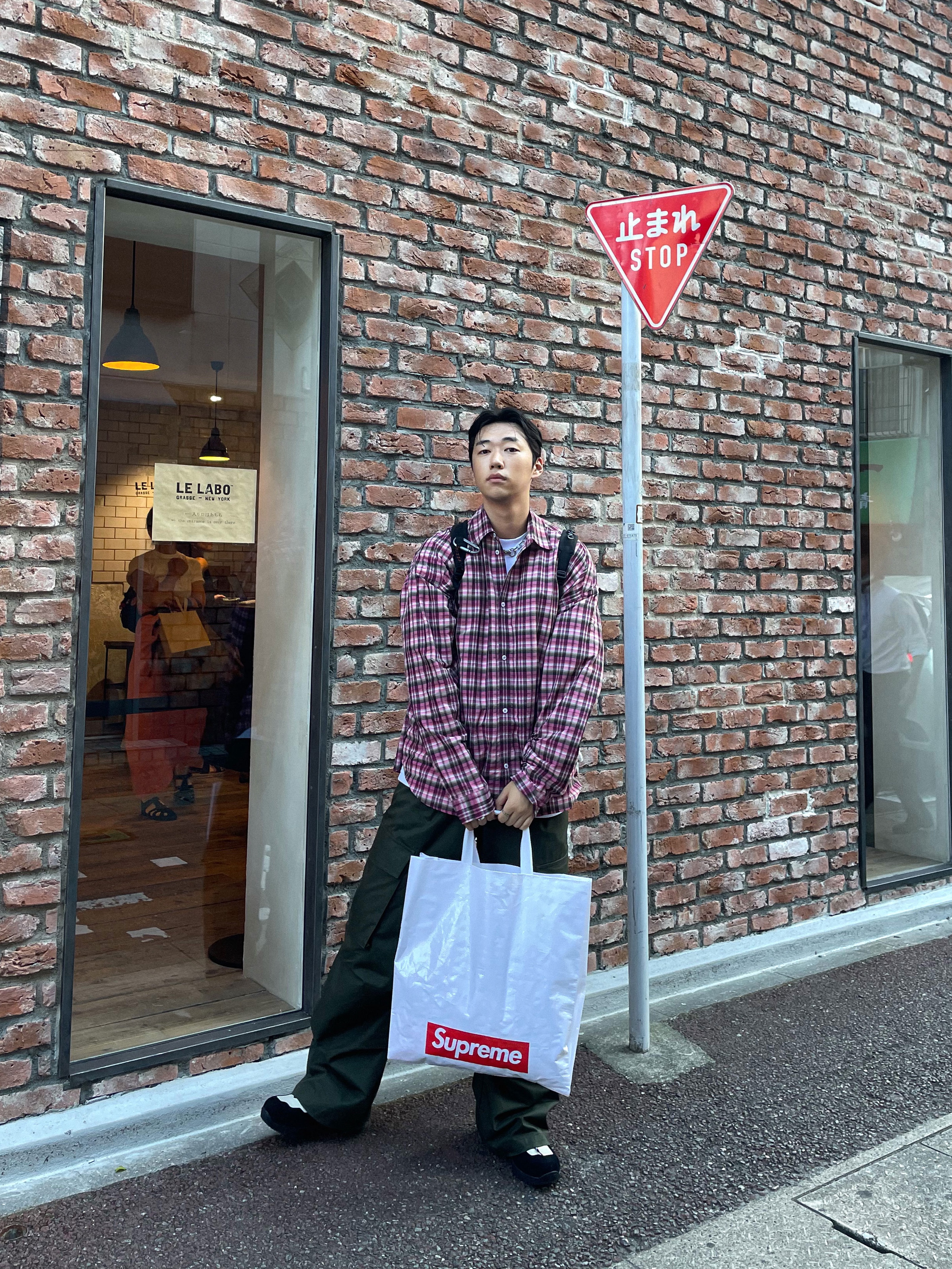 Nonnod Flexible String Check Shirts Pink 착용 스타일 - 1