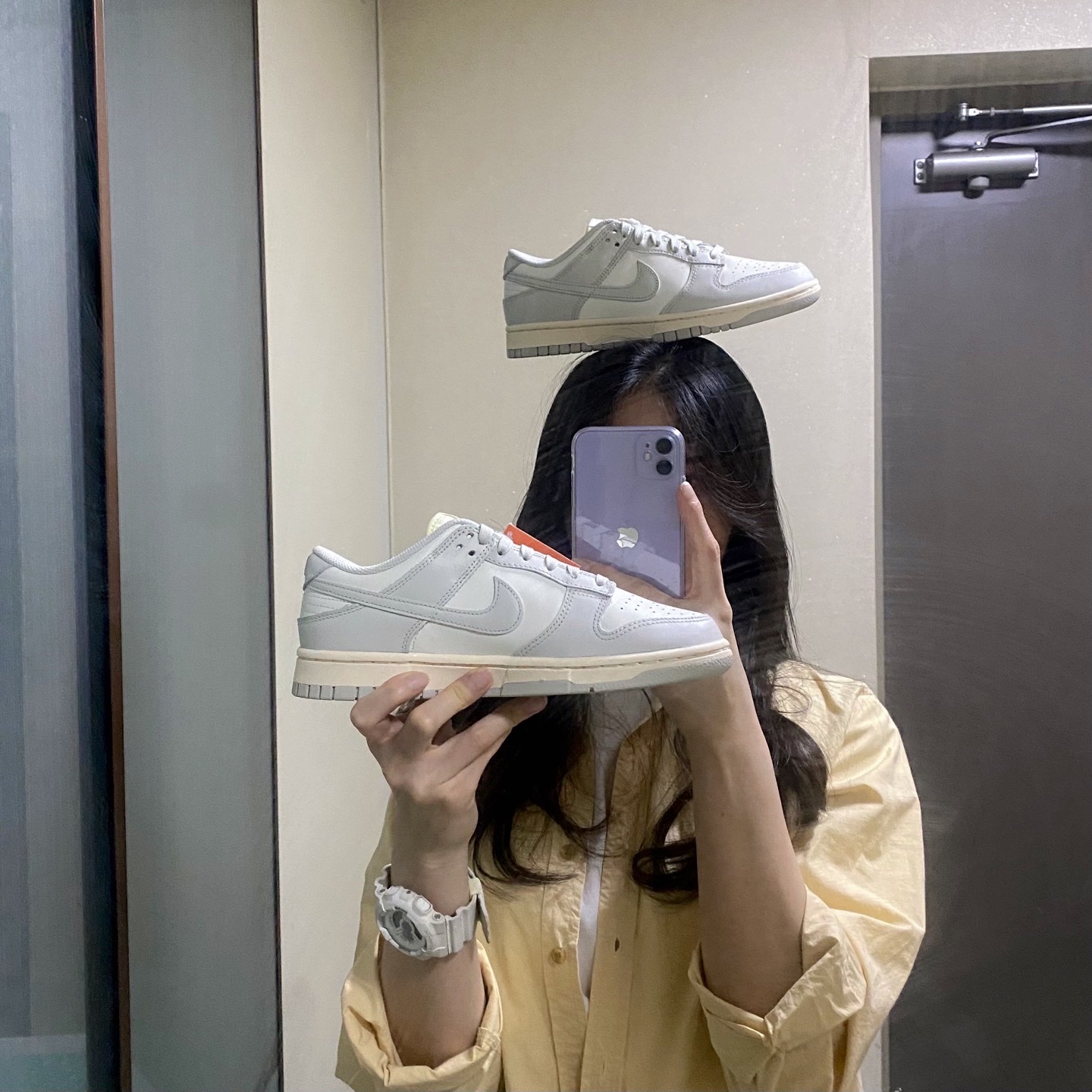 (W) Nike Dunk Low Light Bone 착용 스타일 - 1