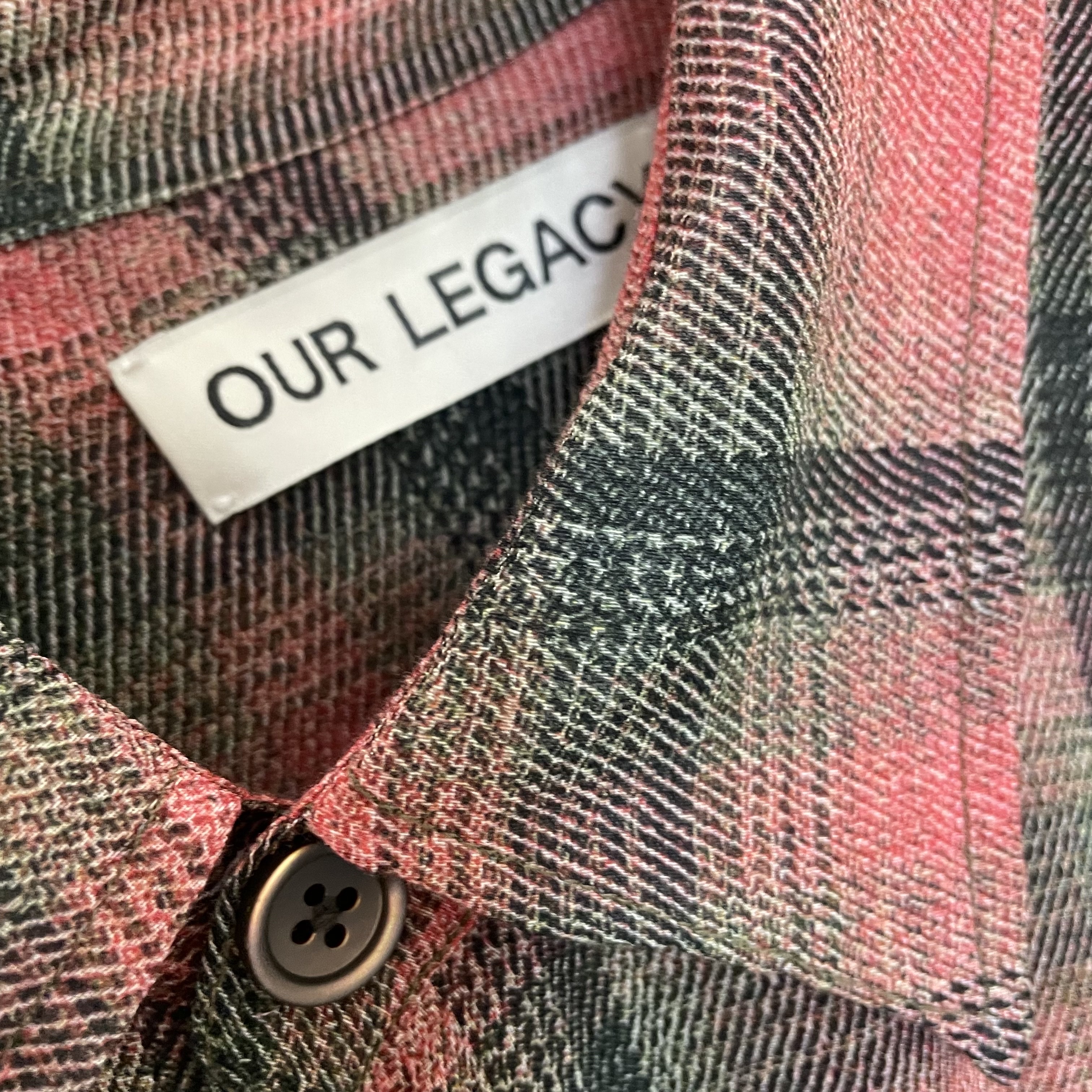 Our Legacy Borrowed Shirt Big Lumbercheck Print 착용 스타일 - 1