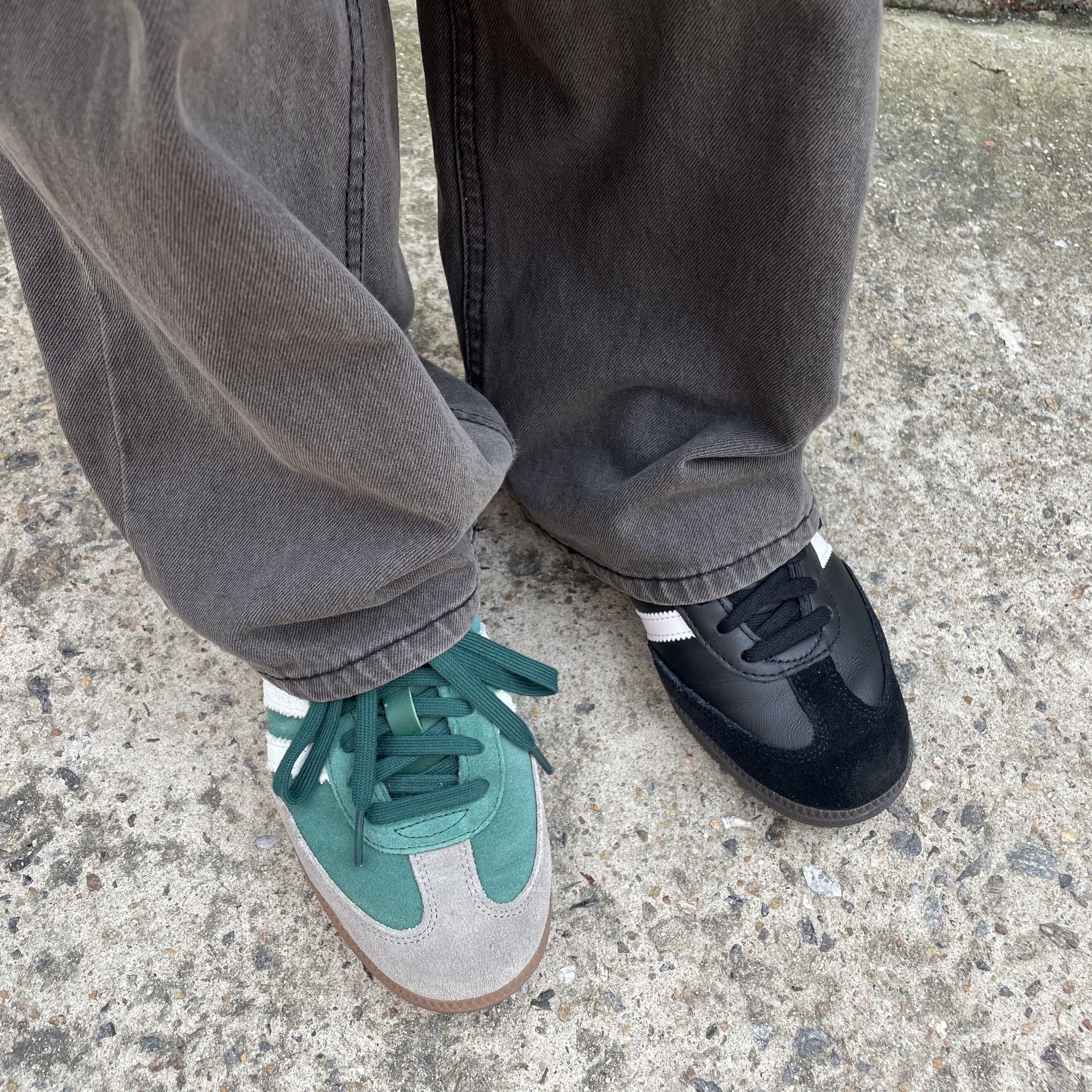 Adidas Samba OG Collegiate Green Gum, Adidas Samba OG Black White Gum 착용 스타일