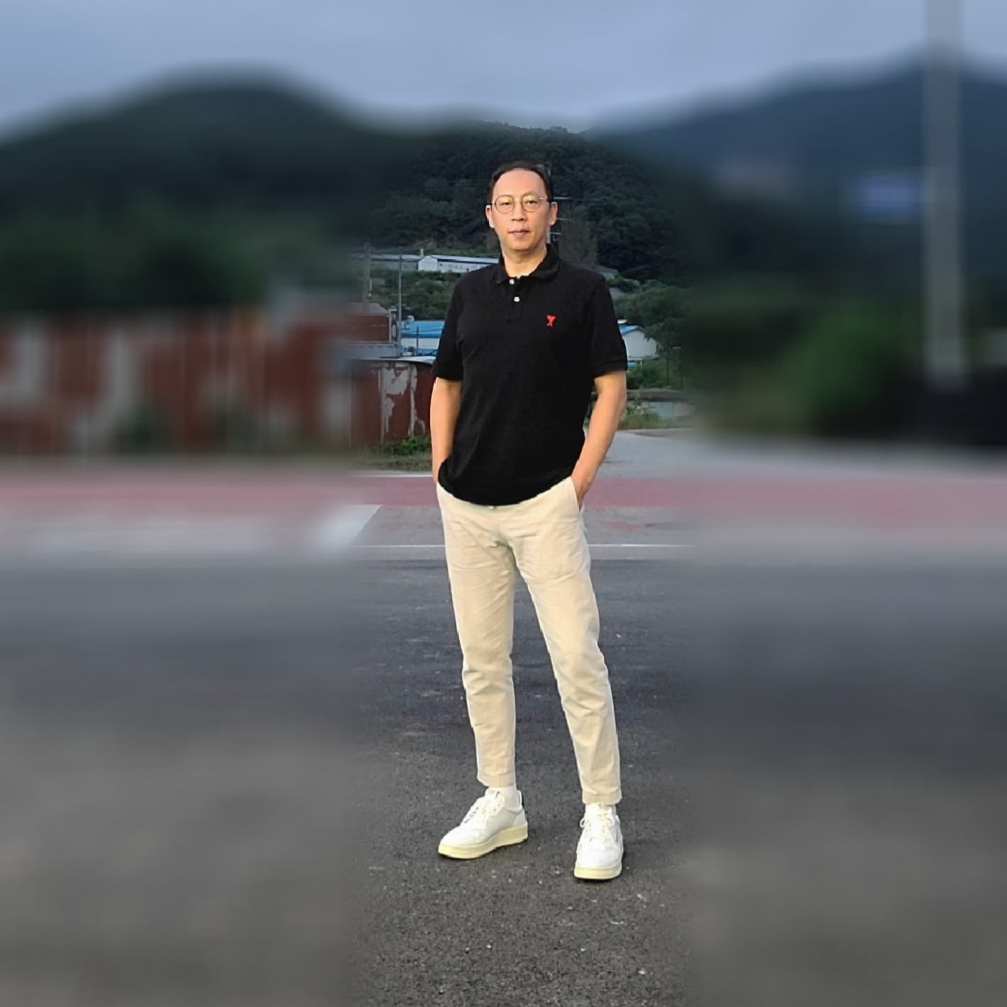 AMI de Coeur Polo Shirt Black 착용 스타일