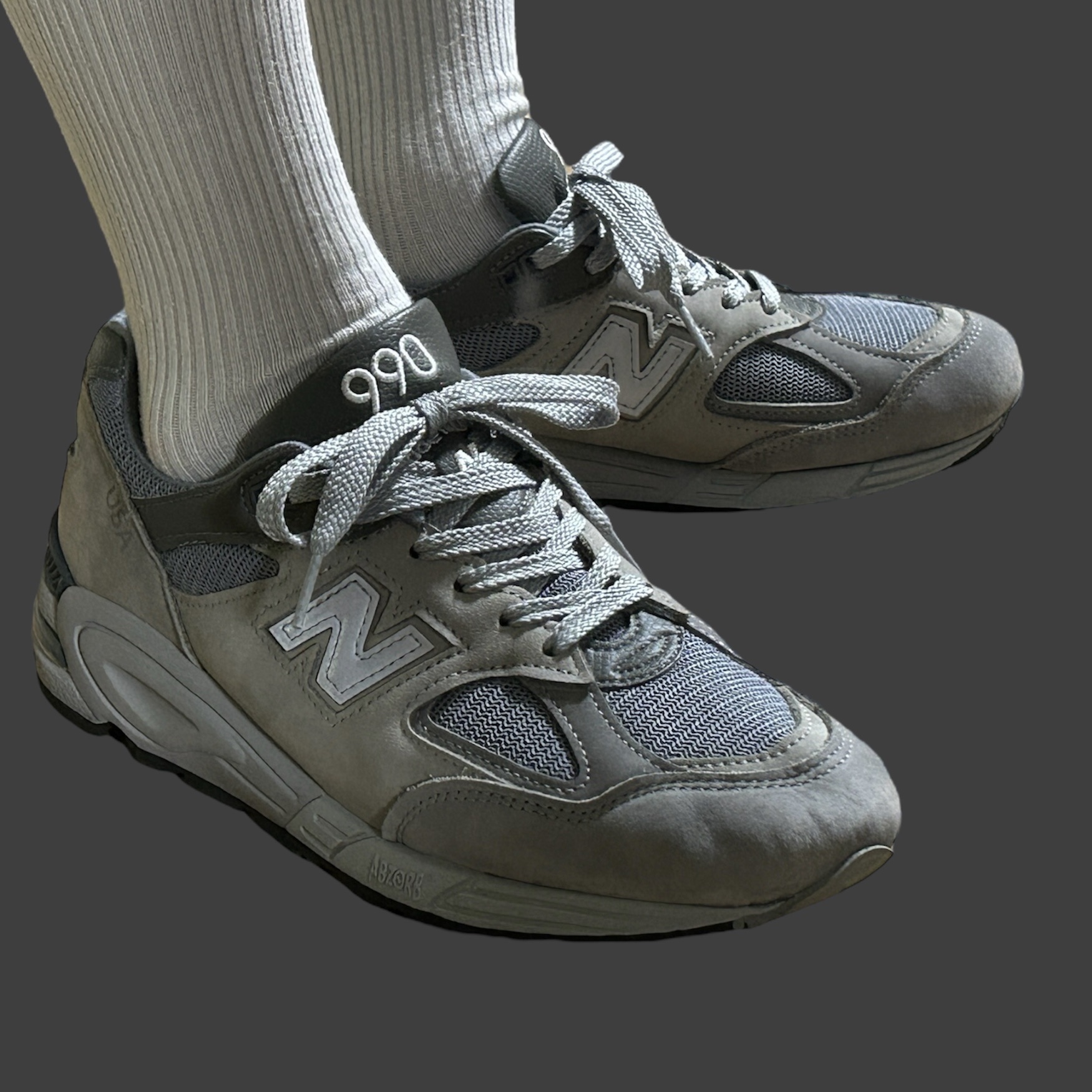 New Balance x WTAPS 990v2 Made in USA Grey 착용 스타일