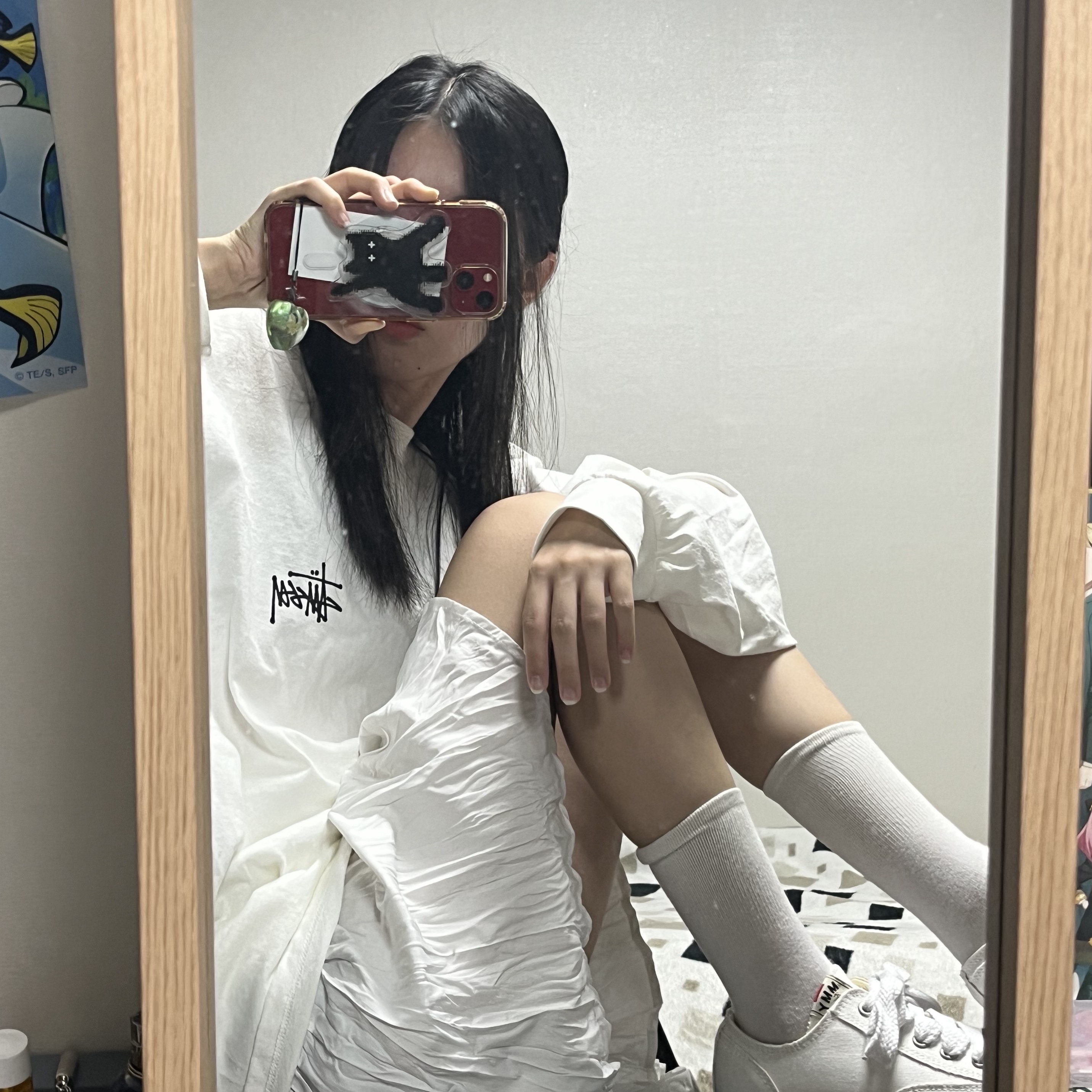 Stussy Basic Stussy LS T-Shirt White 2022, Maison Mihara Yasuhiro Peterson OG Sole Canvas Low Sneakers White 착용 스타일 - 3