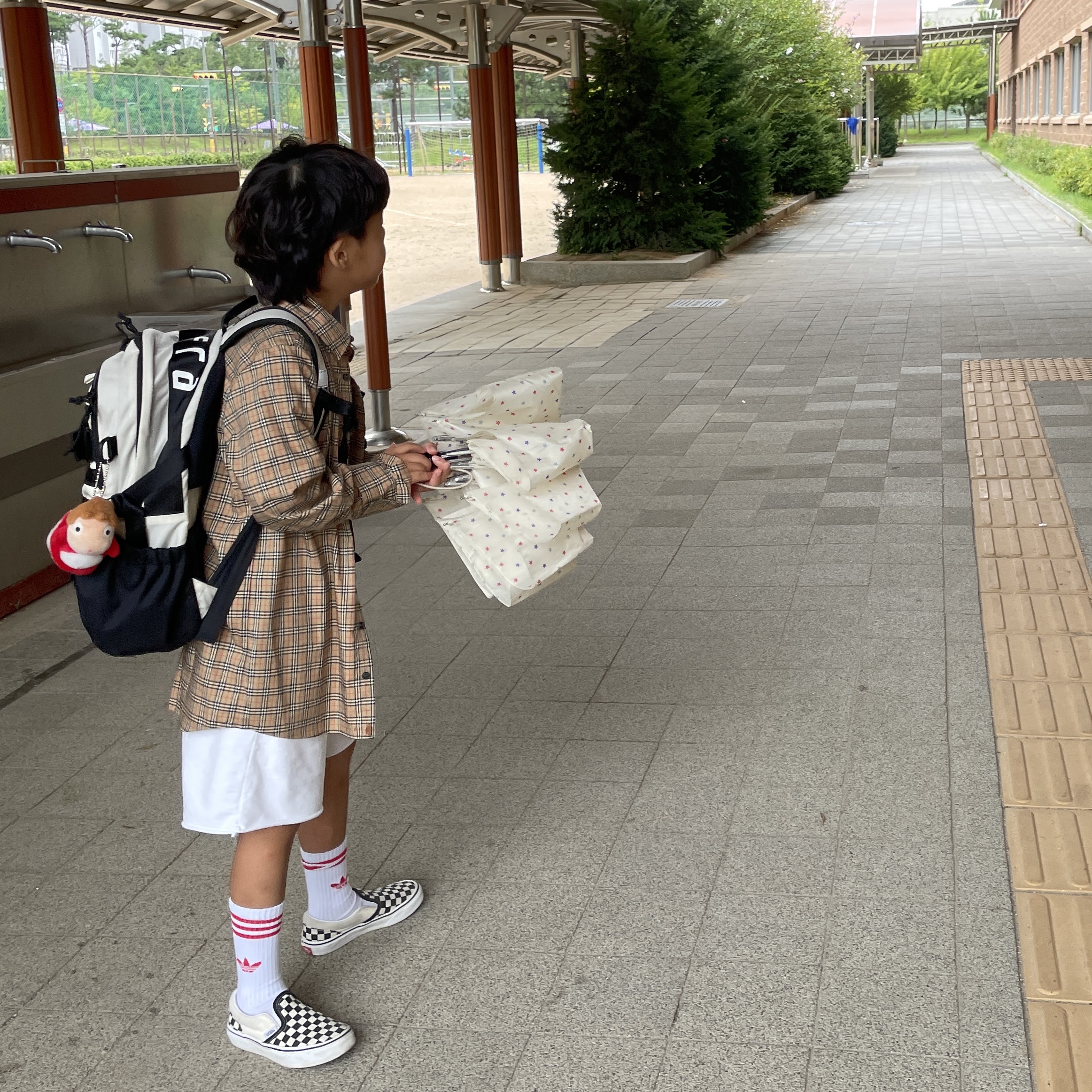 (Kids) Burberry Check Stretch Cotton Shirt Archive Beige 착용 스타일