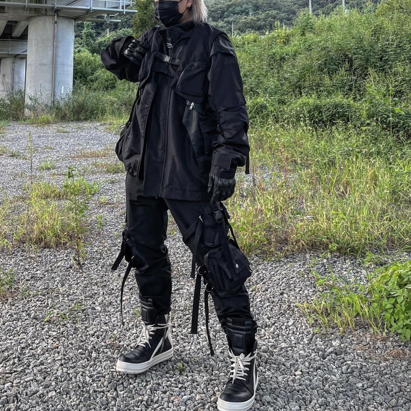 Rick Owens Geobasket Full Grain Calf Leather Strobe Sneakers Black Milk White 착용 스타일 - 1