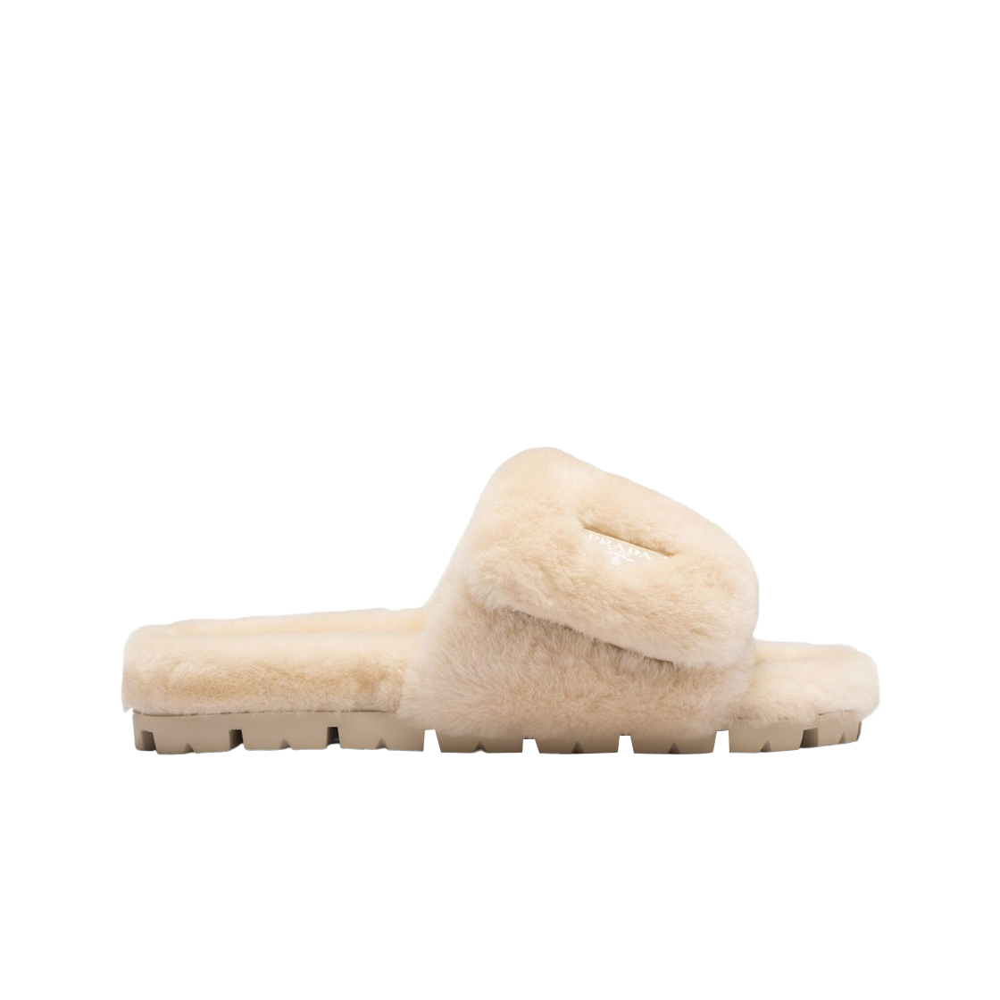 1XX662-173-F0379 (W) Prada Shearling Slides Ecru
