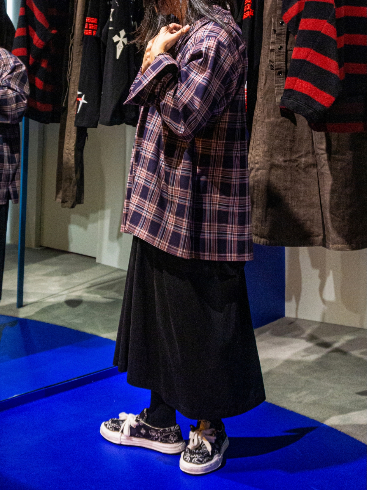 Ourpas 081 Check Shirt Purple Rain 착용 스타일 - 2