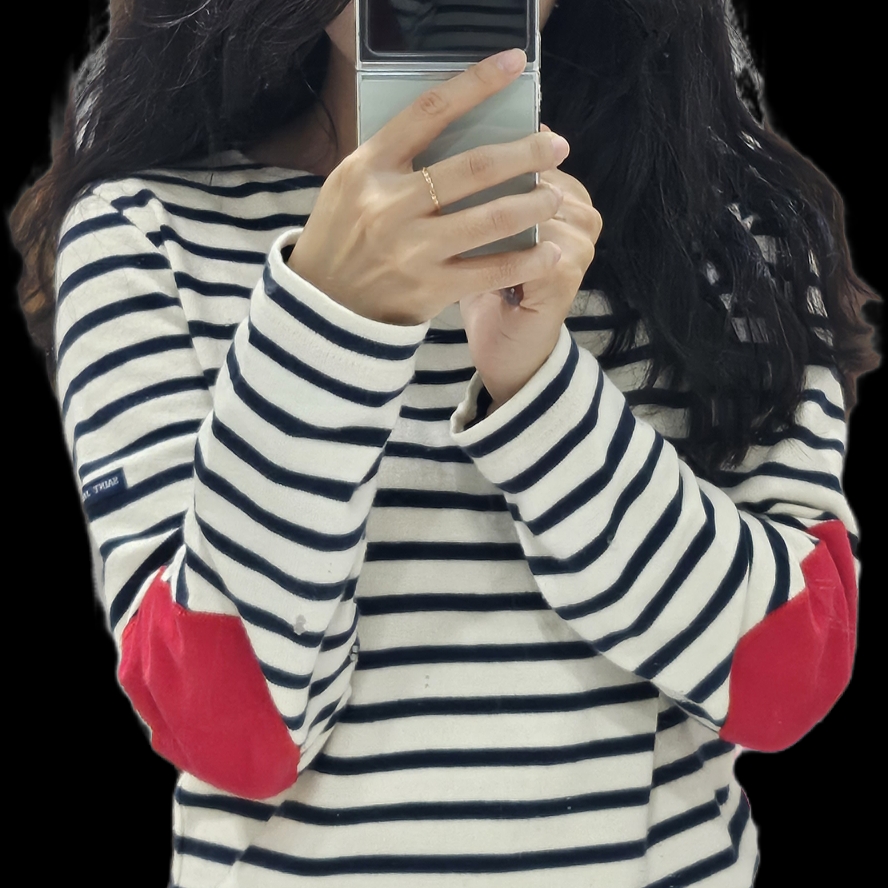 (Kids) Saint James Vaujany Striped Sailor Long Sleeve T-Shirt Ecru Marine 착용 스타일