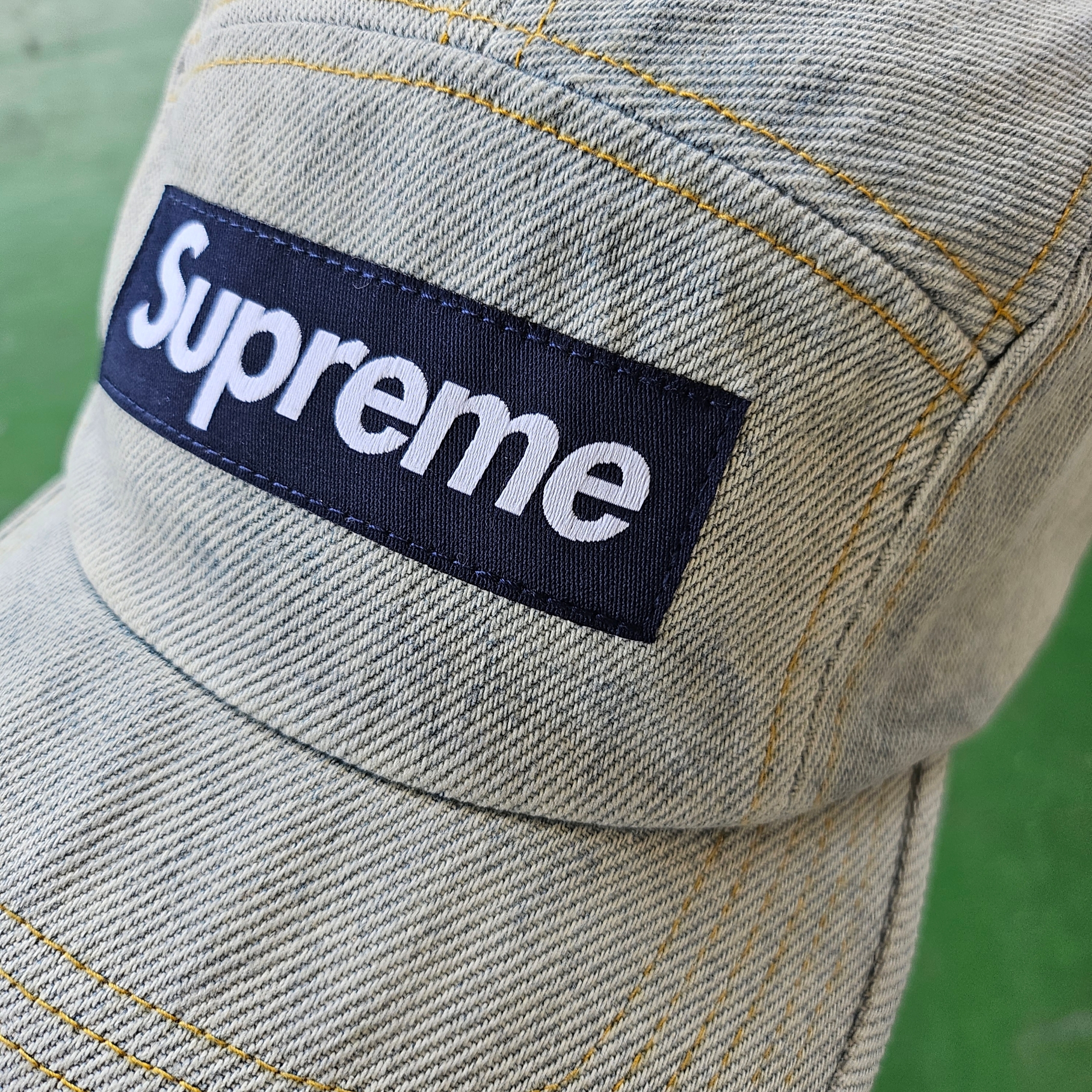 Supreme Denim Camp Cap Dirty Indigo - 23SS 착용 스타일