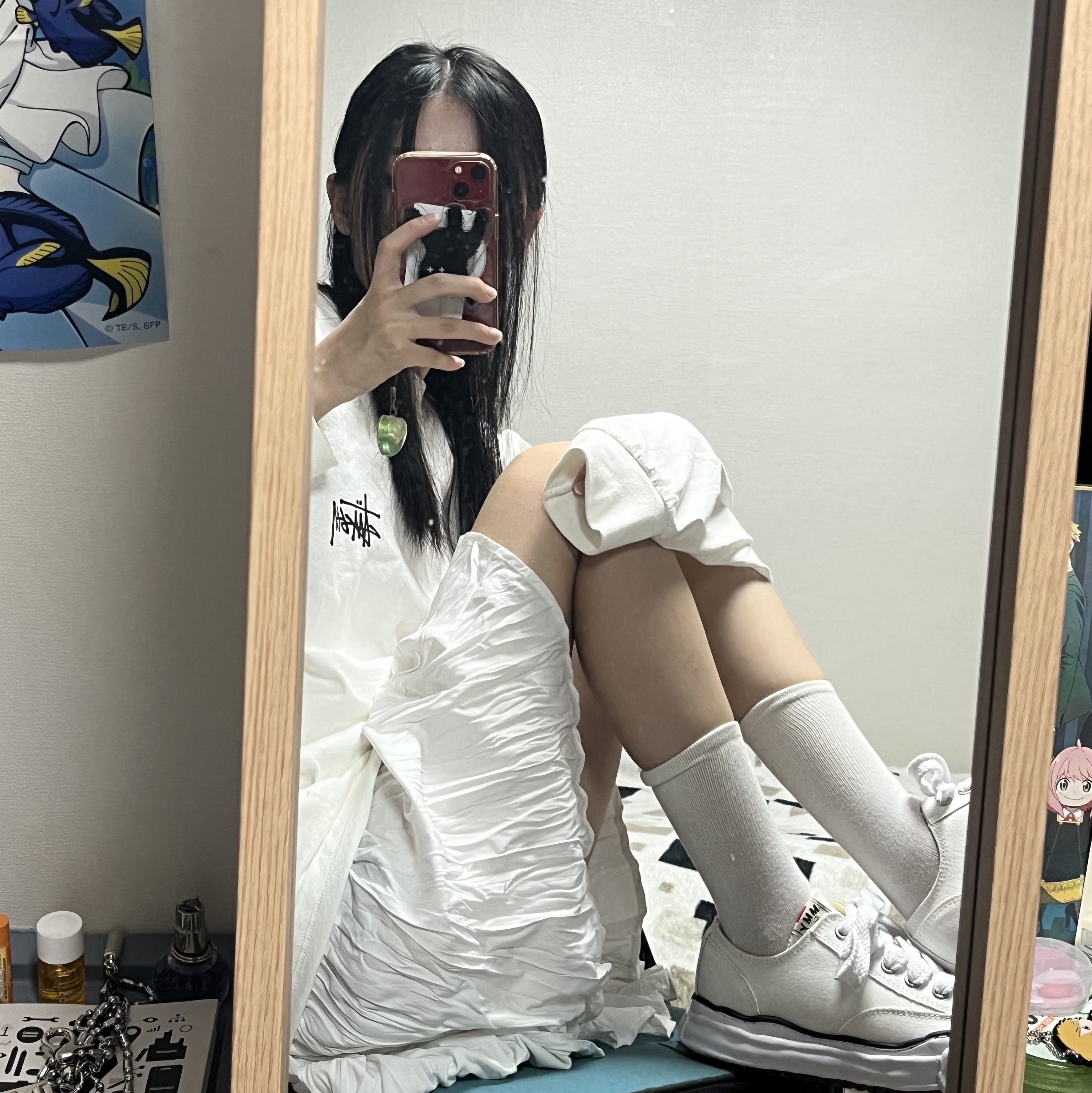 Stussy Basic Stussy LS T-Shirt White 2022, Maison Mihara Yasuhiro Peterson OG Sole Canvas Low Sneakers White 착용 스타일 - 2