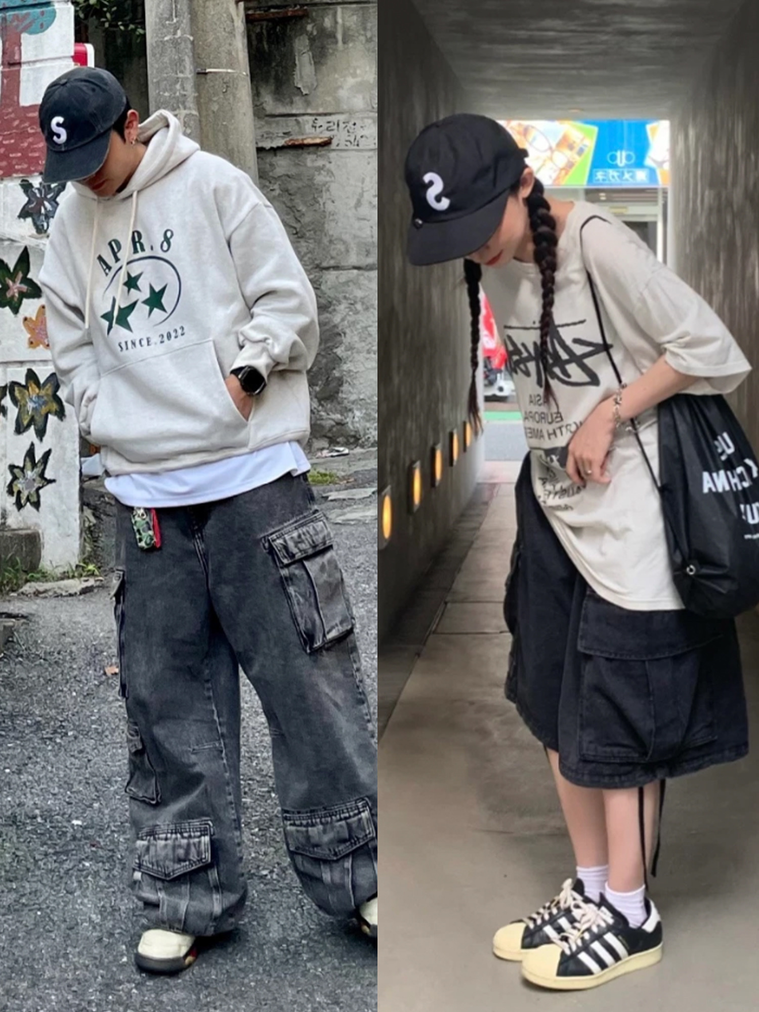 Supreme Fat Tip Jacquard Denim Camp Cap Blue - 22SS, Supreme Waxed Cotton Camp Cap Magenta - 23FW 착용 스타일 - 3