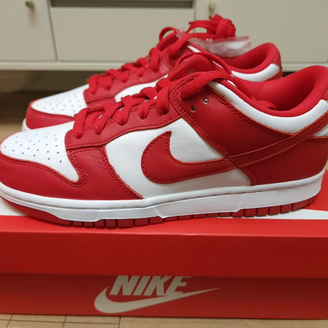 Nike Dunk Low SP White and University Red 2023 착용 스타일 - 1