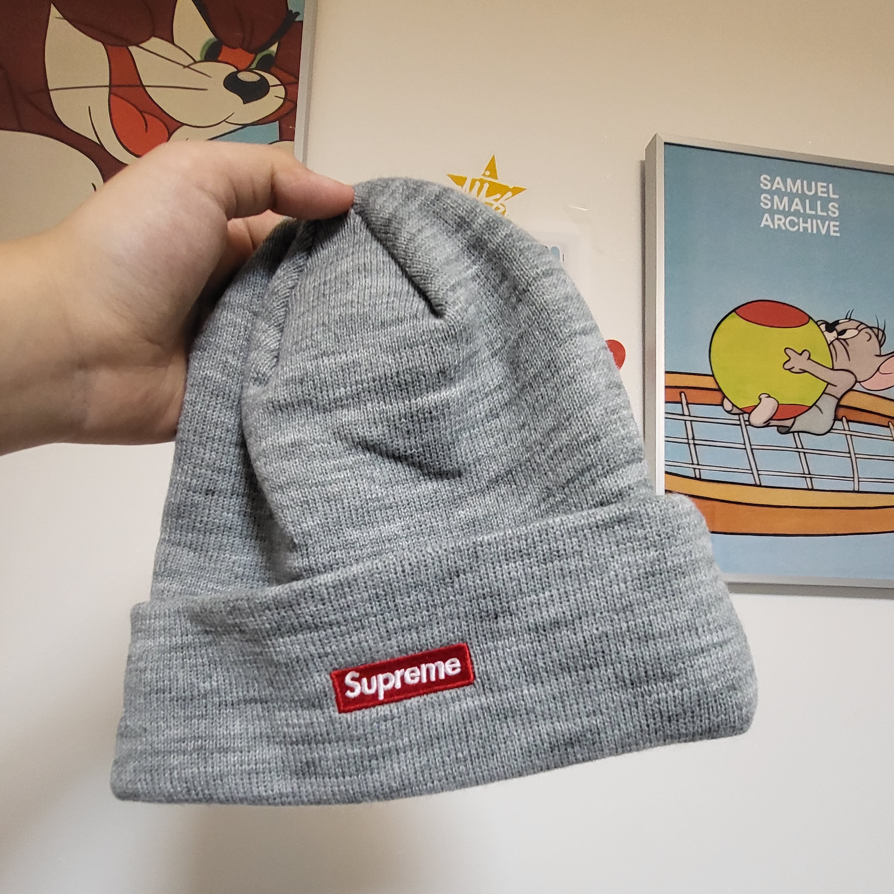 Supreme New Era S Logo Beanie Heather Grey - 23FW 착용 스타일 - 2