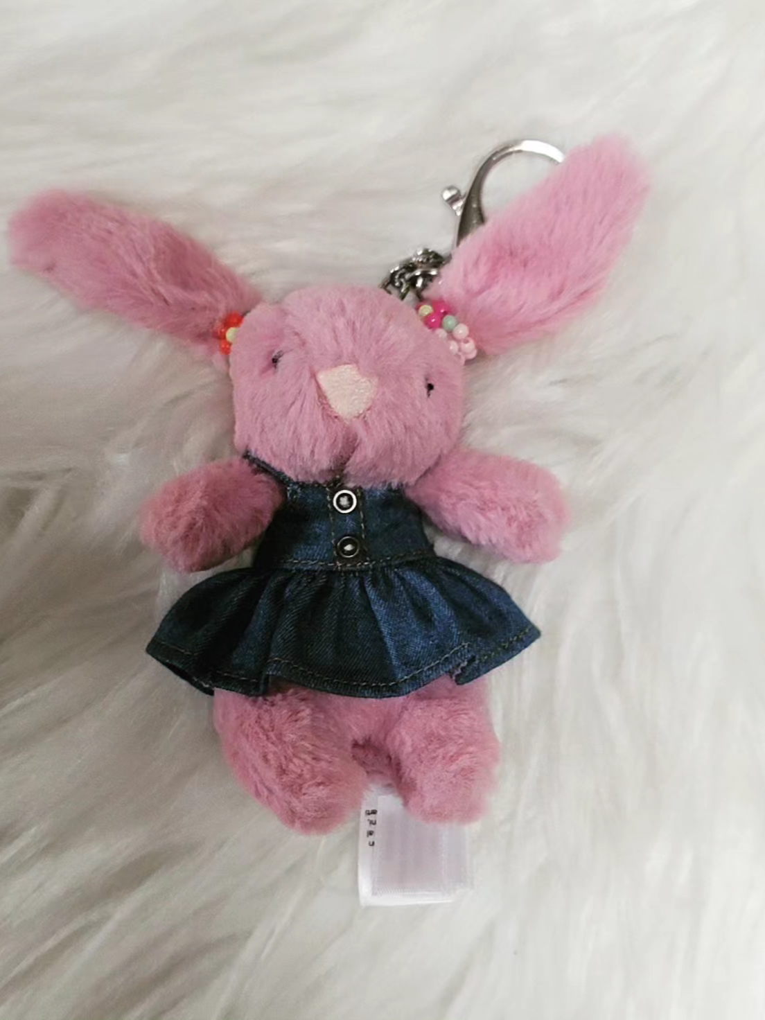 Monamhee Bred Keyring with Pink Pants Brown, Jellycat Bashful Bunny Bag Charm Tulip 착용 스타일 - 3