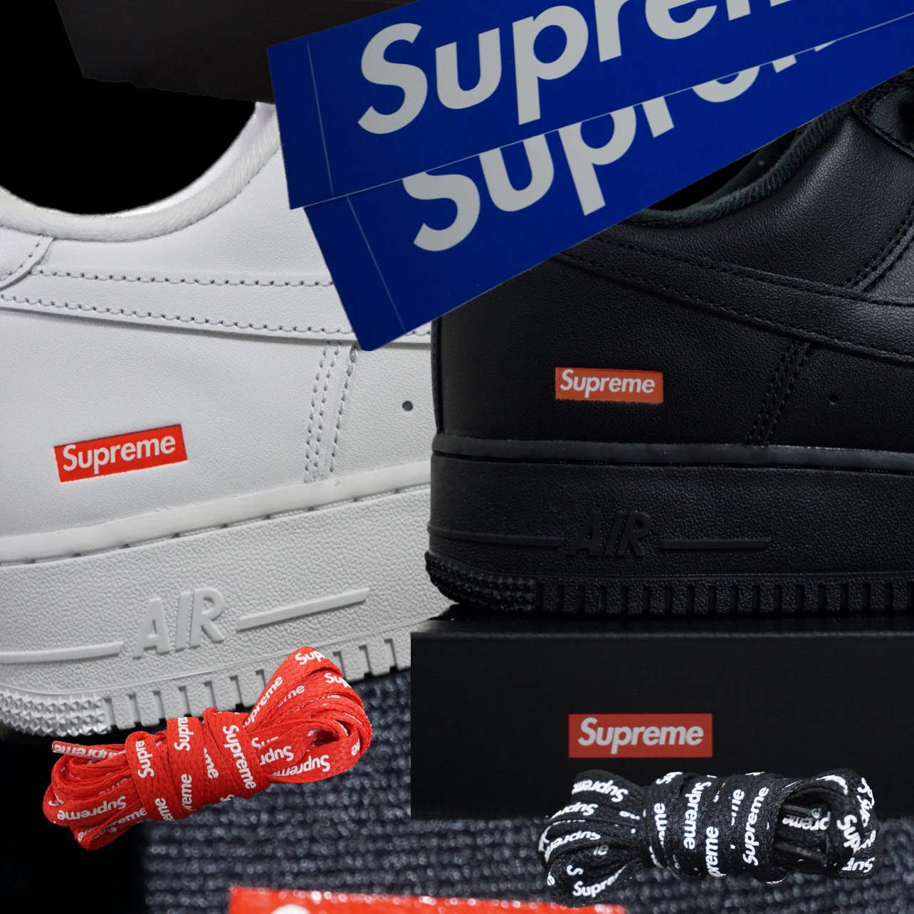 Nike x Supreme Air Force 1 Low White, Nike x Supreme Air Force 1 Low Black 착용 스타일