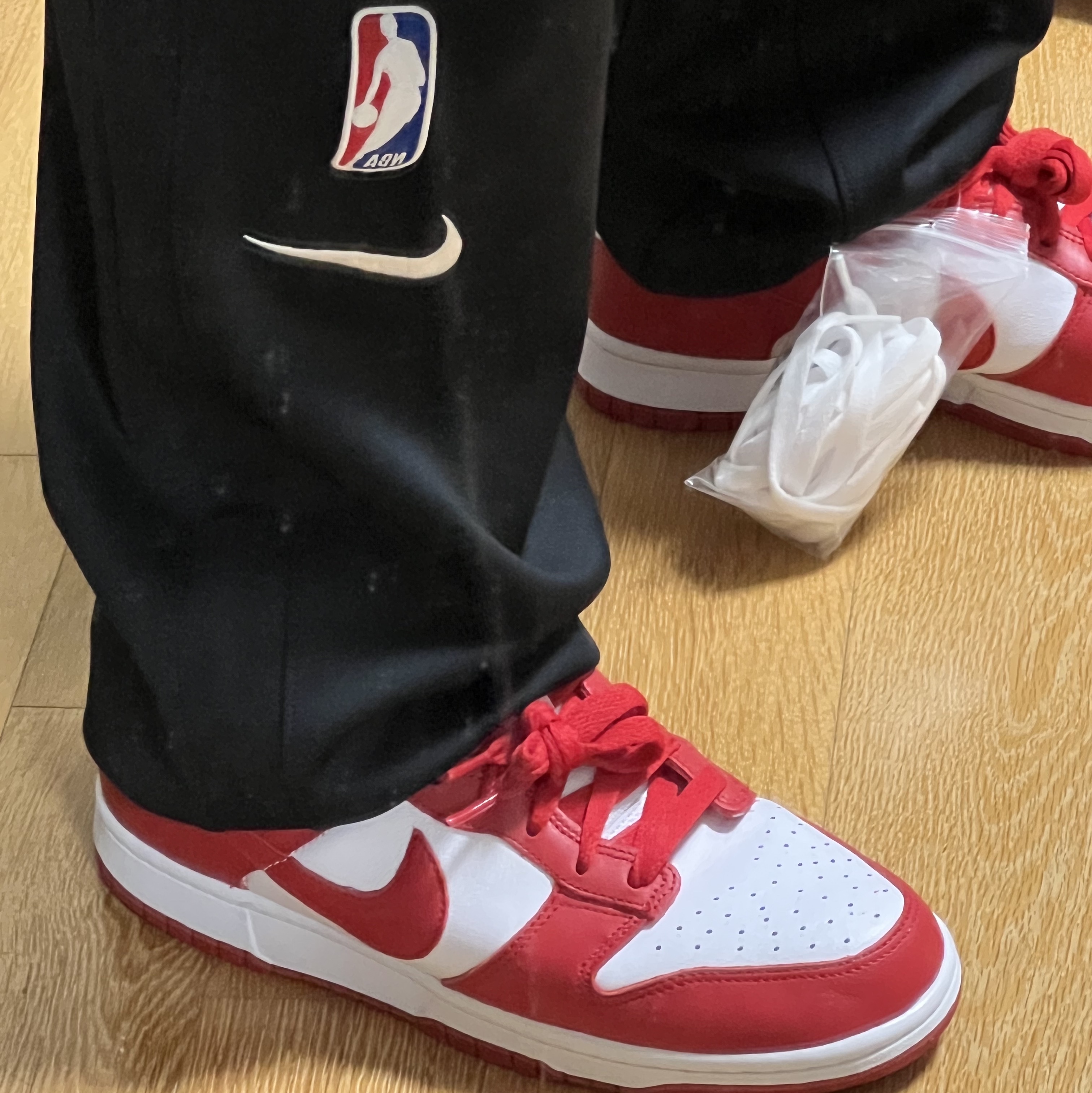 Nike Dunk Low SP White and University Red 2023 착용 스타일