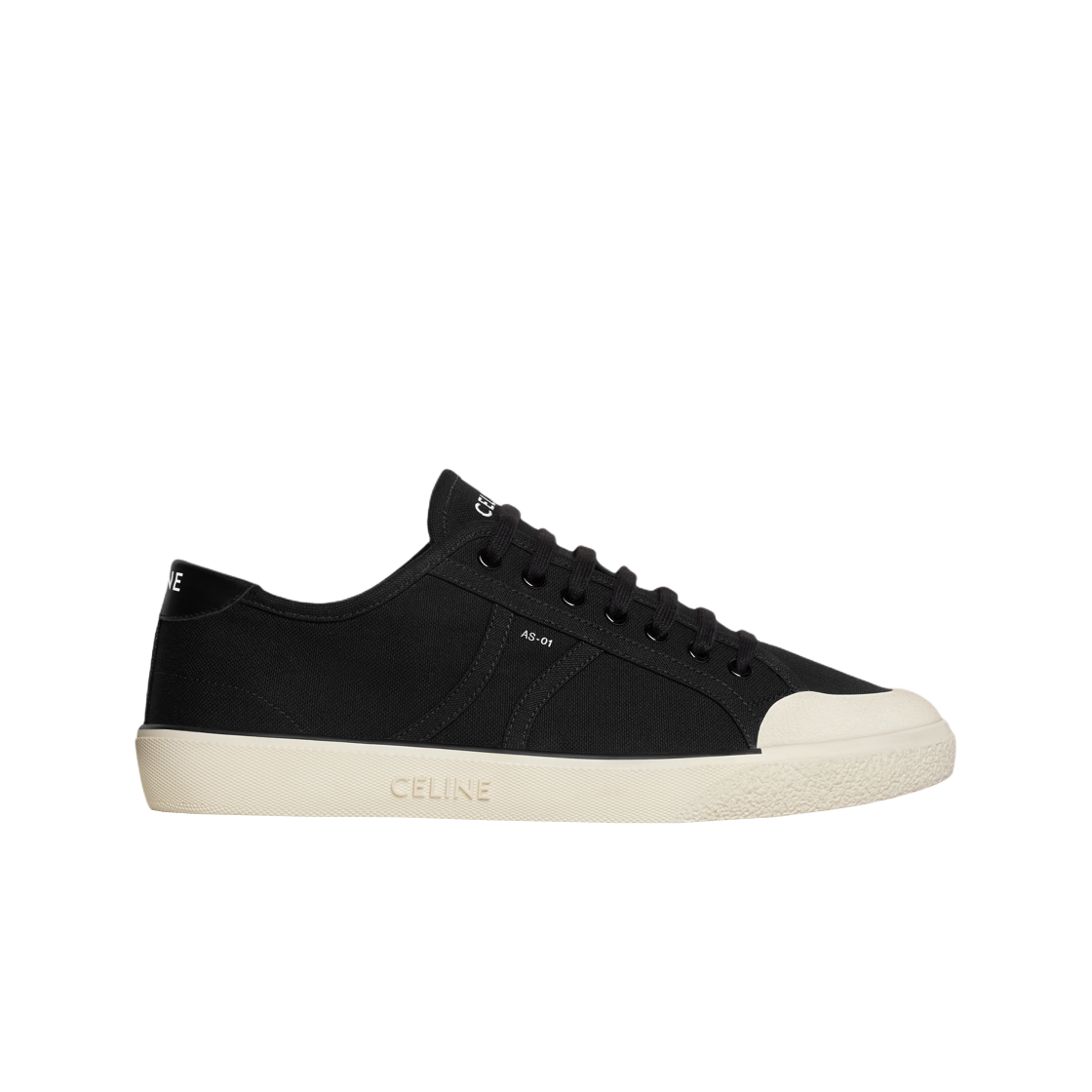 셀린느 알란 AS-01 로우 레이스업 스니커즈 캔버스 카프스킨 블랙(Celine Alan AS-01 Low Lace-Up Sneakers in Canvas Calfskin Black) - 1