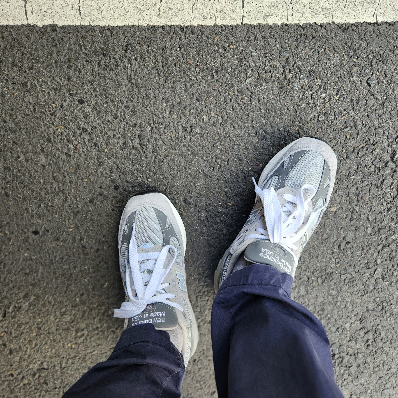 (W) New Balance 993 Made in USA Grey - B Standard 착용 스타일
