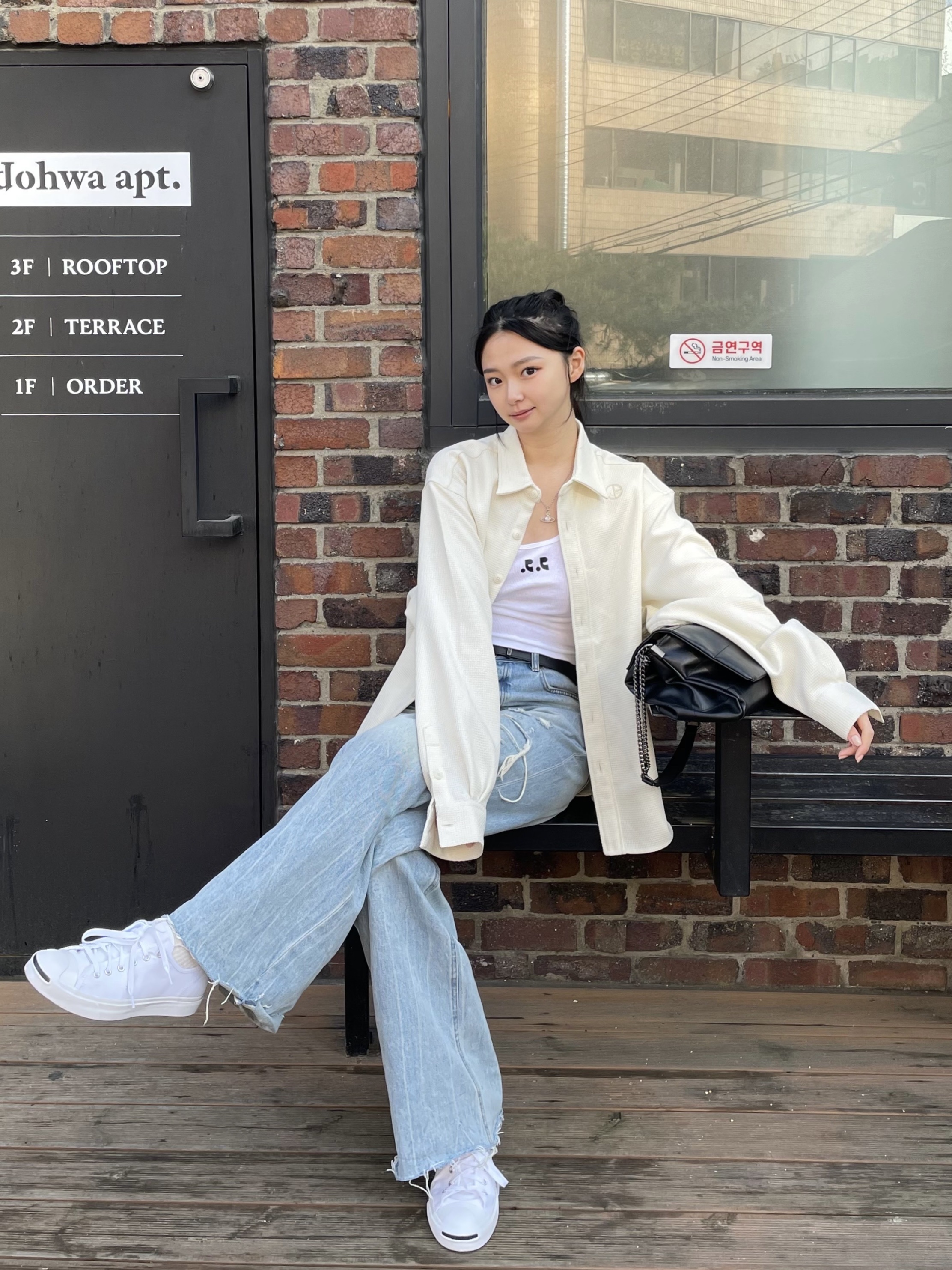 Converse Jack Purcell Ox White 착용 스타일 - 4