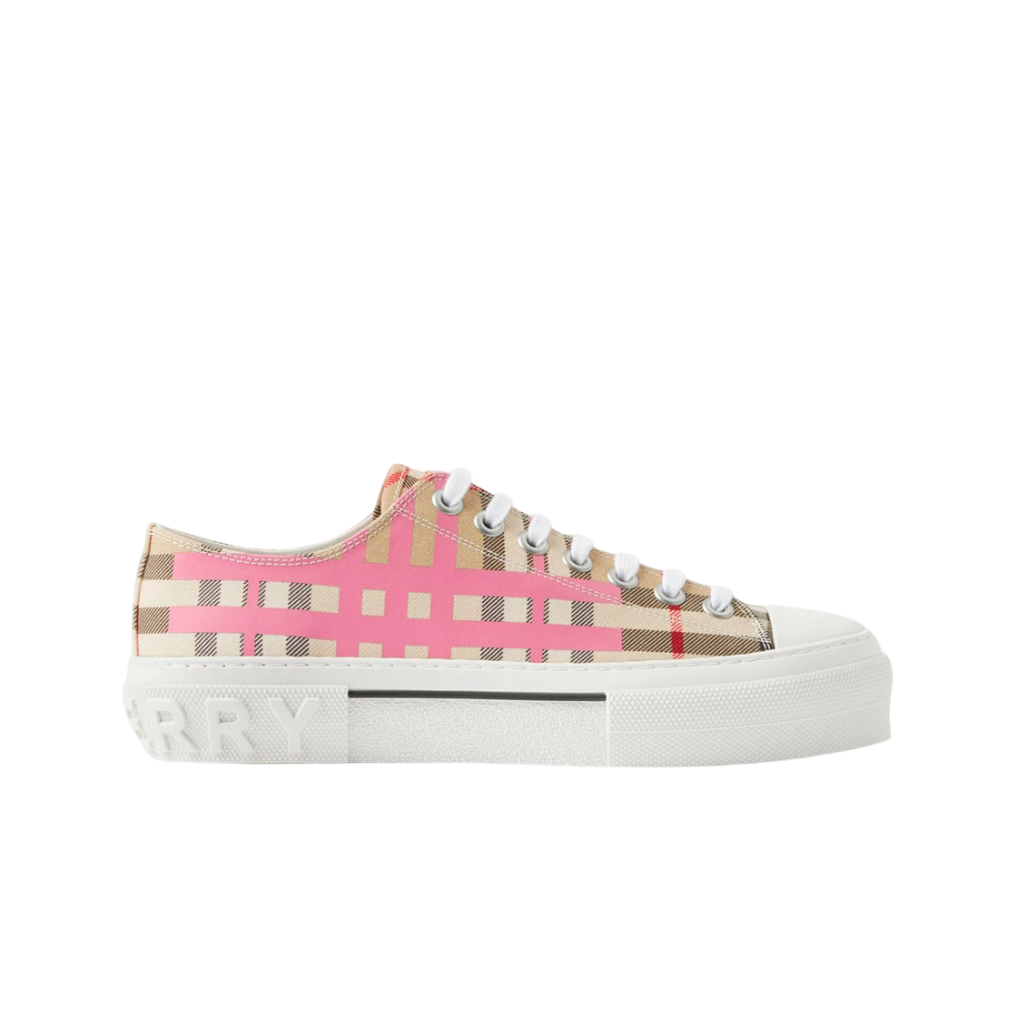 (W) 버버리 체크 코튼 스니커즈 아카이브 베이지 핑크((W) Burberry Check Cotton Sneakers Archive Beige Pink) - 1