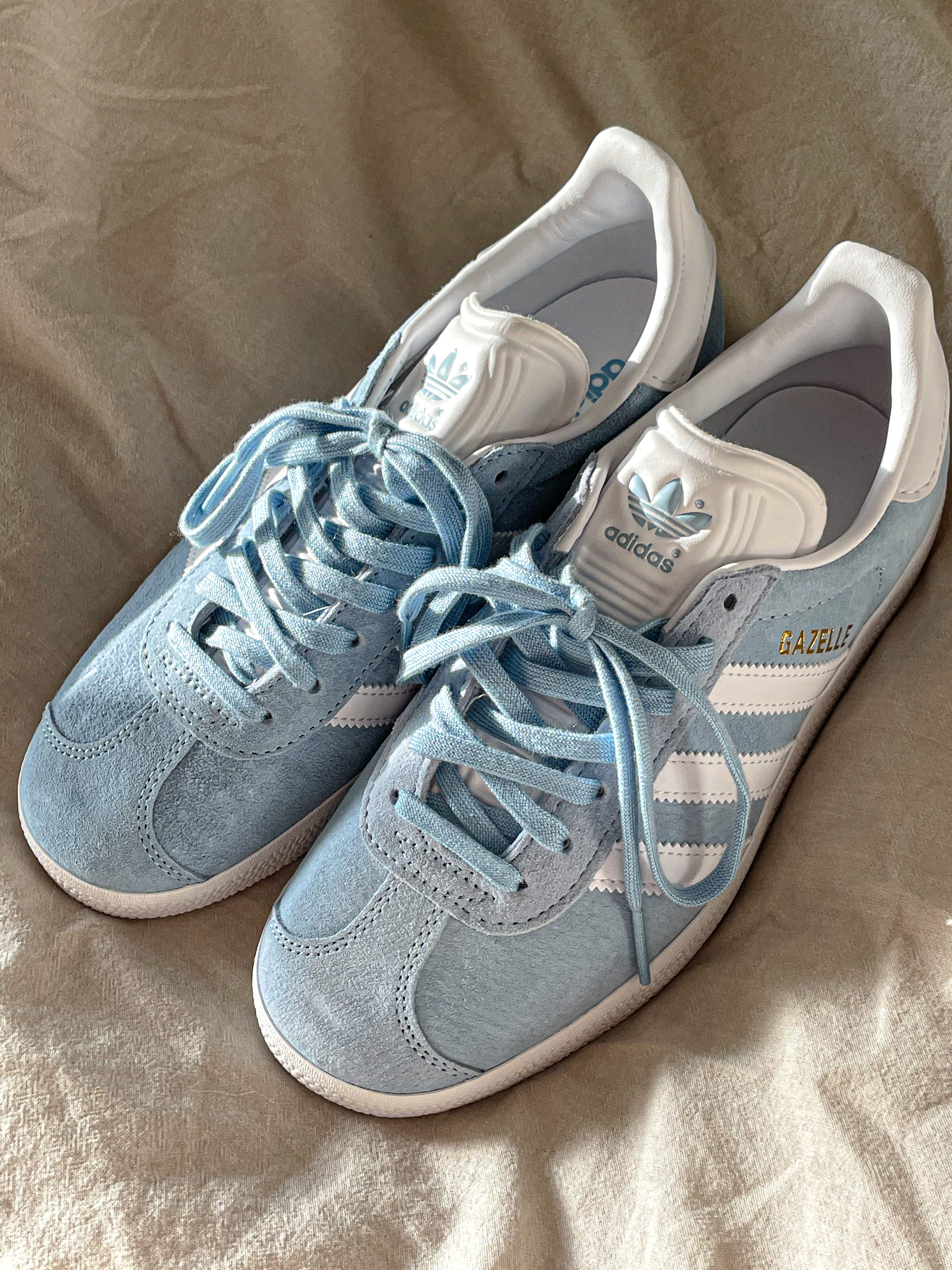 Adidas Gazelle 85 Clear Sky Cloud White, (W) Adidas Gazelle Bold Clear Sky White 착용 스타일 - 3