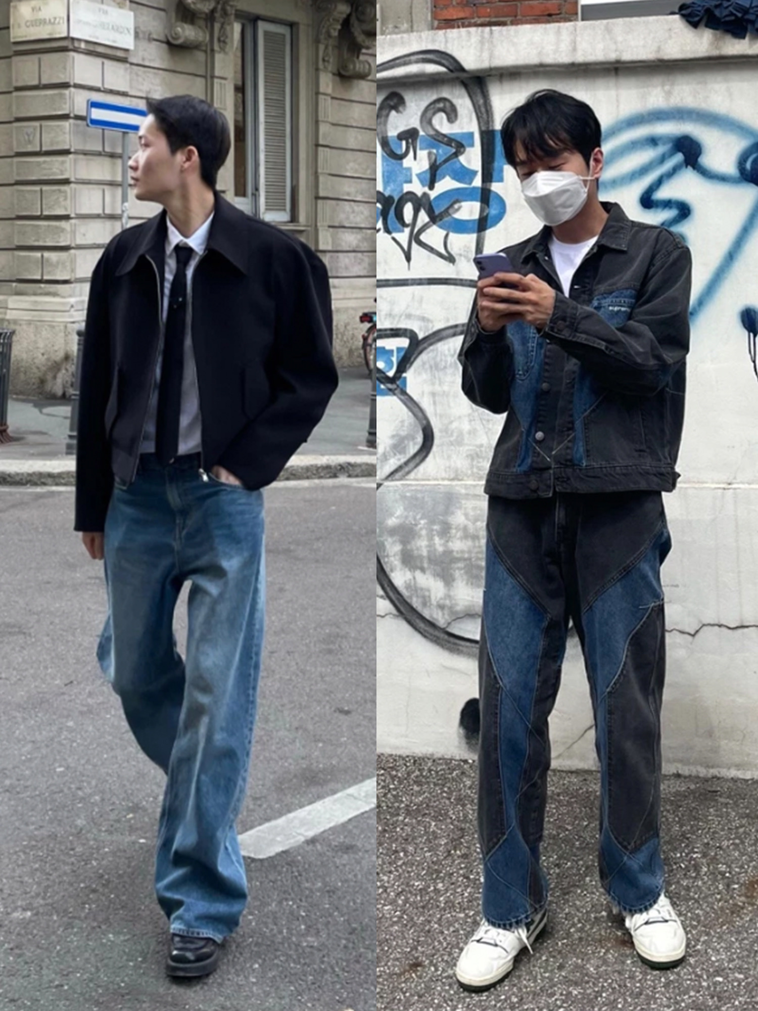 Prada Chocolate Brushed Leather Loafers Black, Our Legacy Belt 2cm Leather Black 착용 스타일 - 2