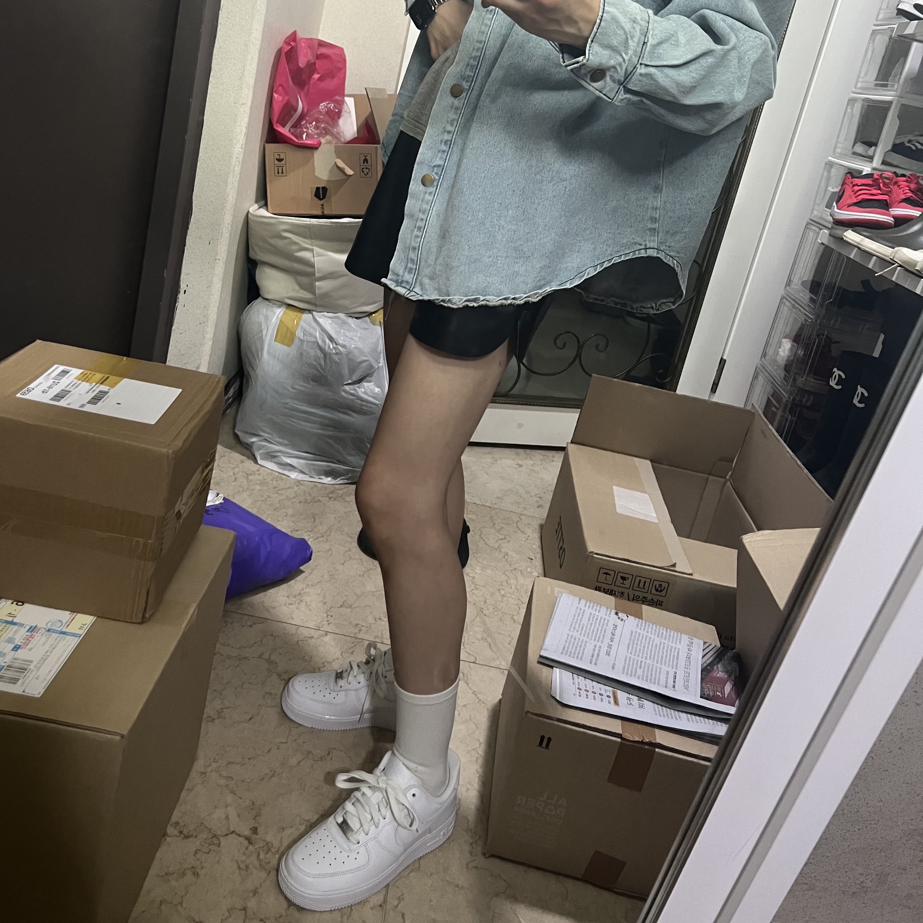 (W) Nike Air Force 1 '07 Low White 착용 스타일