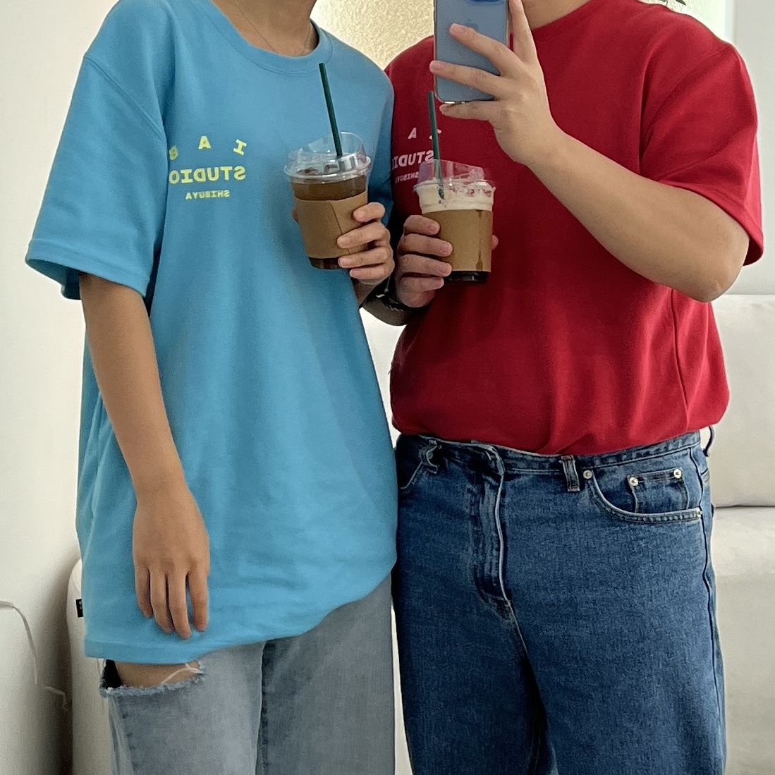 IAB Studio T-Shirt Soda - Shibuya Exclusive, IAB Studio T-Shirt Tomato - Shibuya Exclusive 착용 스타일