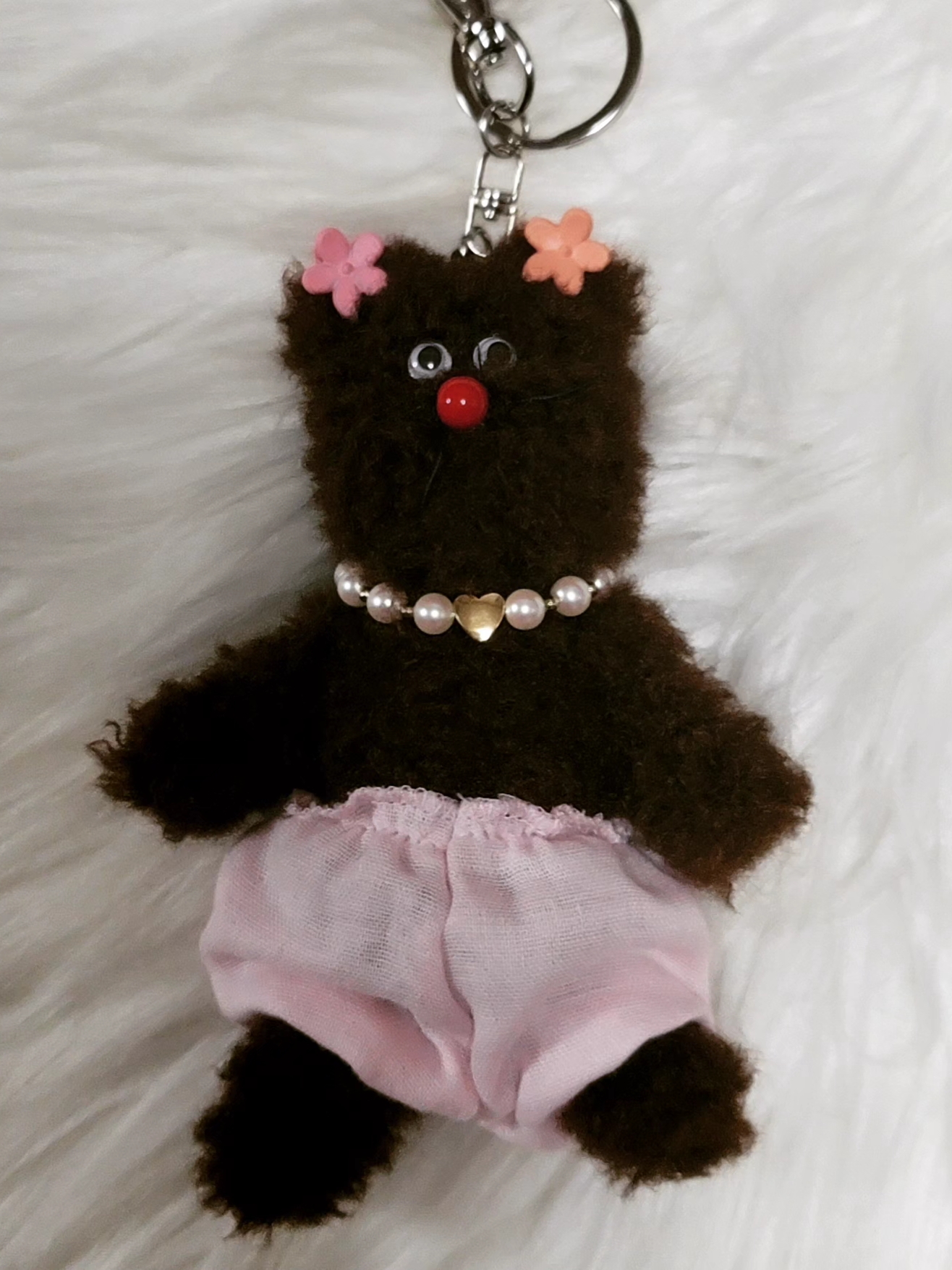 Monamhee Bred Keyring with Pink Pants Brown, Jellycat Bashful Bunny Bag Charm Tulip 착용 스타일 - 2