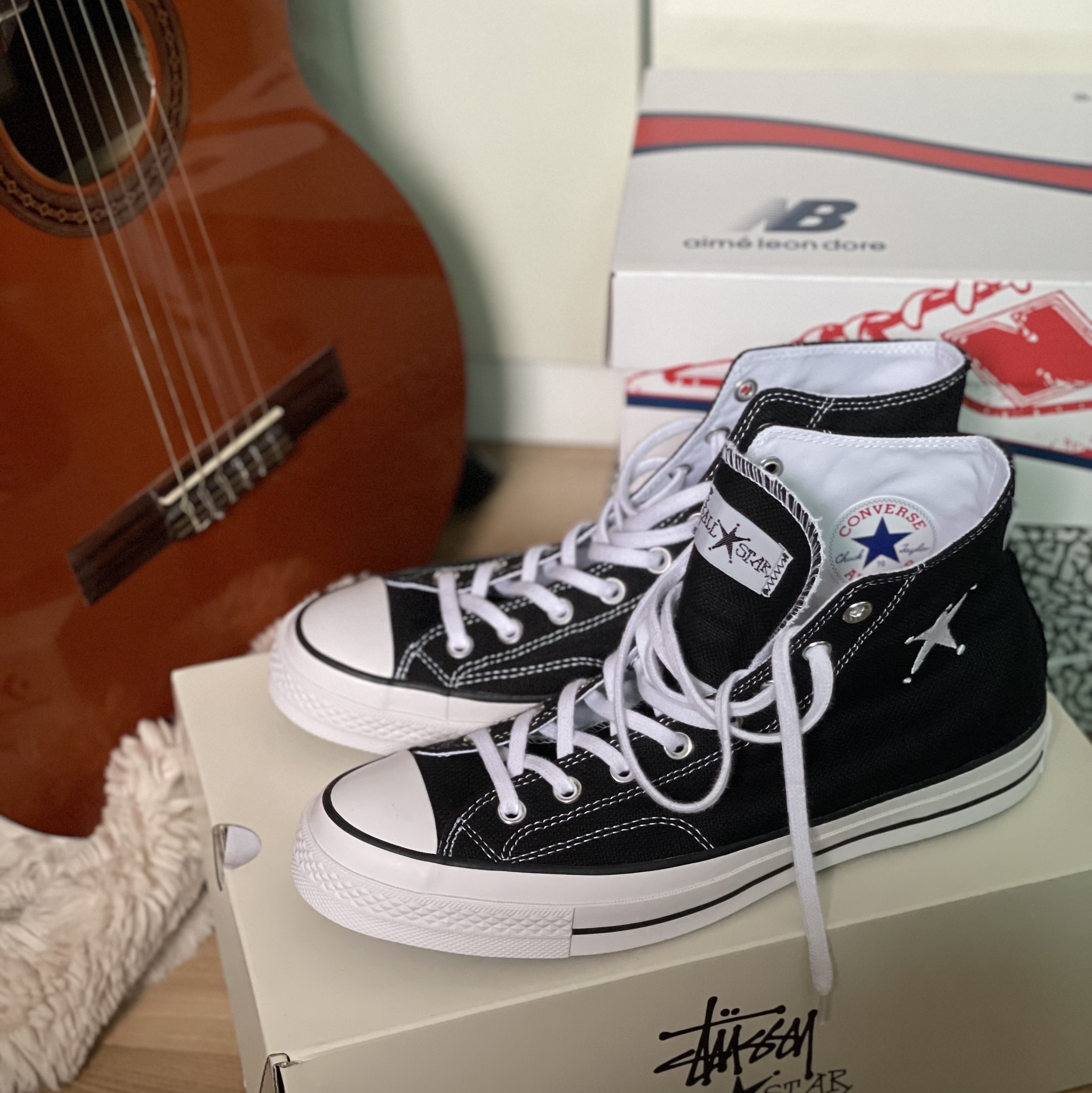 Converse x Stussy Chuck 70 High Black 착용 스타일