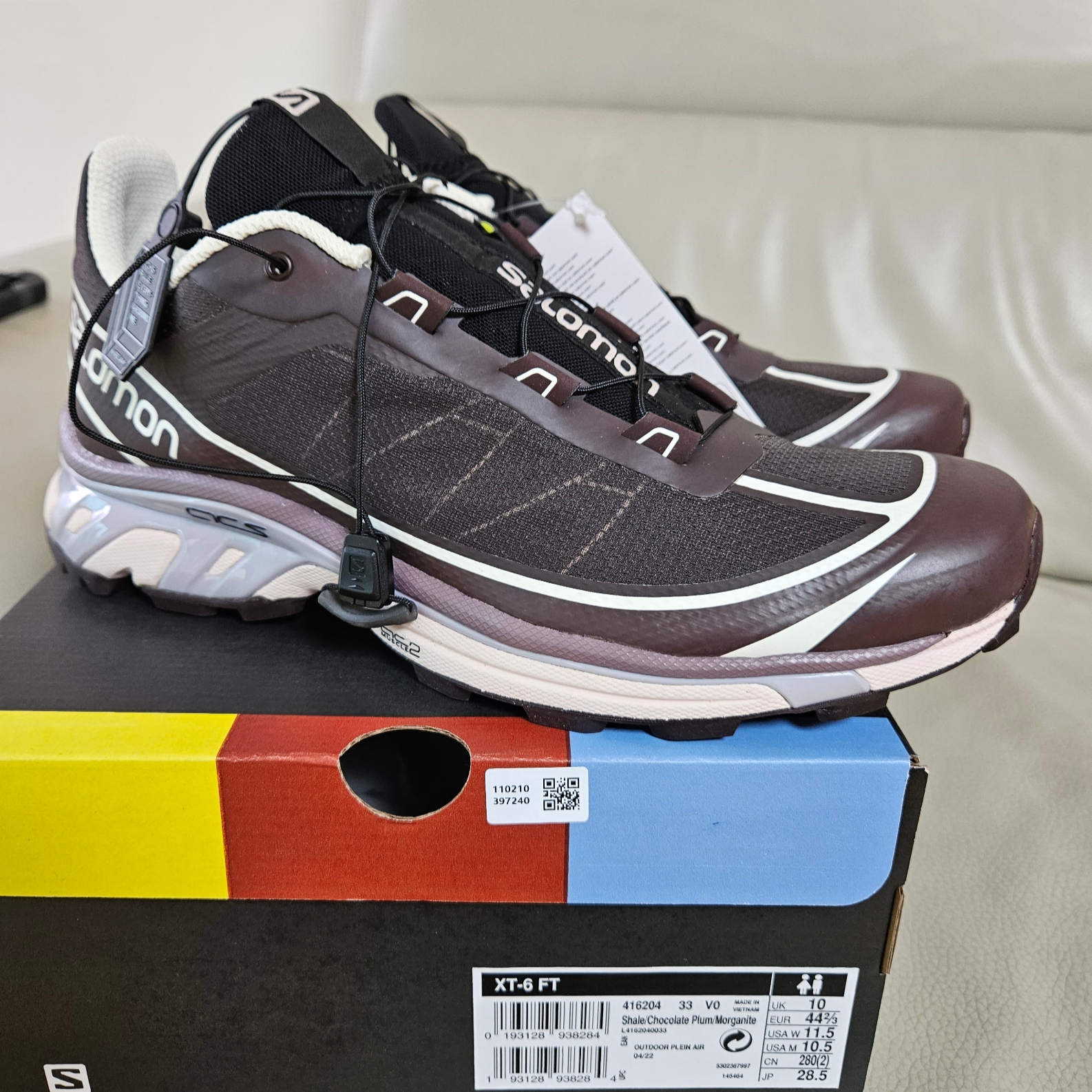 Salomon XT-6 FT Shale Chocolate Plum 착용 스타일
