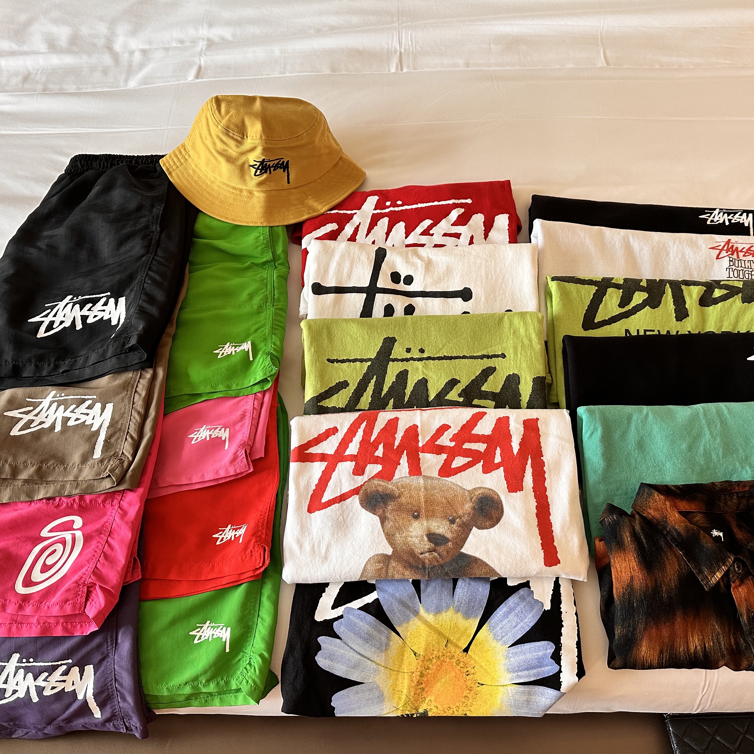 Stussy Big Stock Water Shorts Black, Stussy Big Stock Water Shorts Brown 착용 스타일