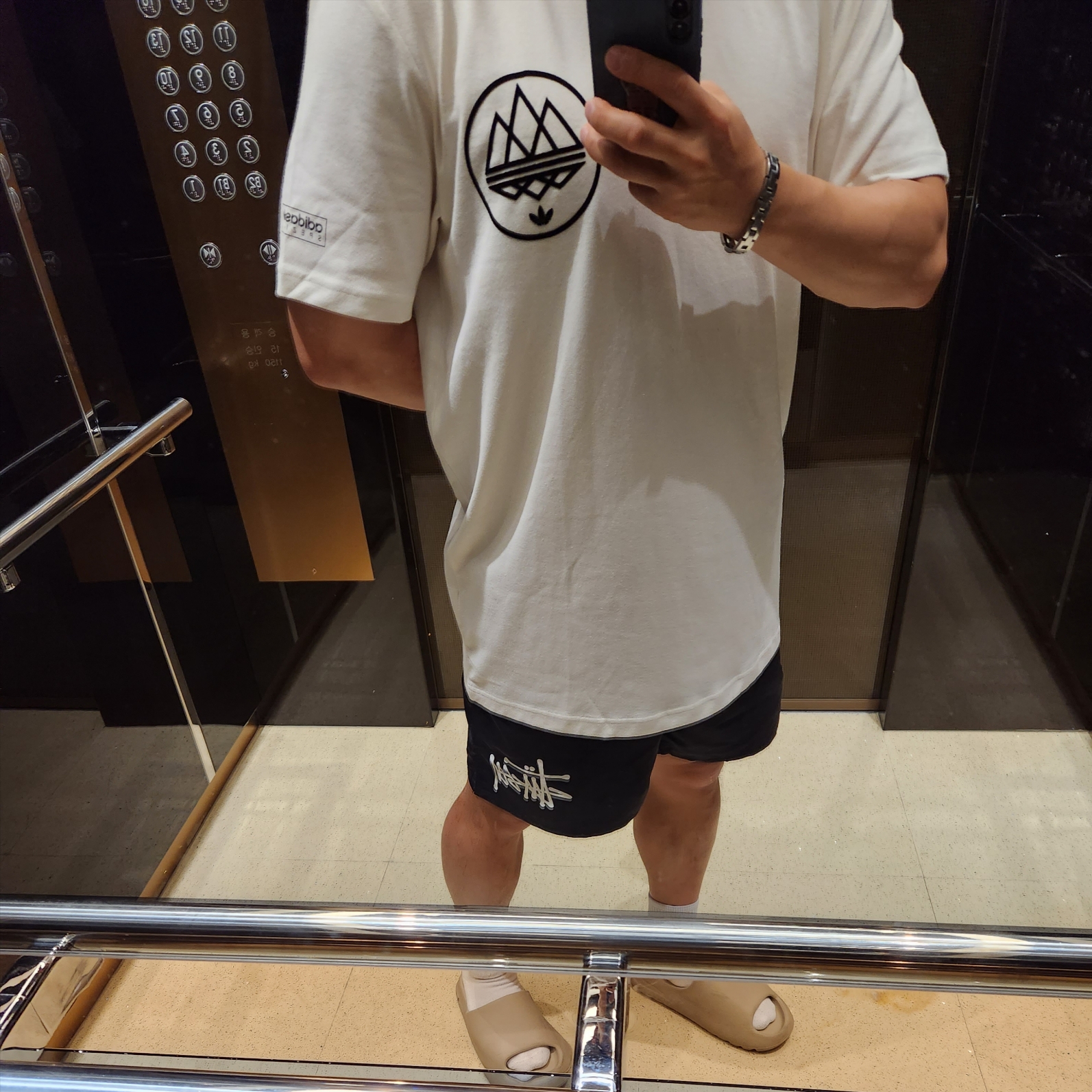 Stussy Big Basic Water Shorts Black, Adidas Yeezy Slide Pure 착용 스타일
