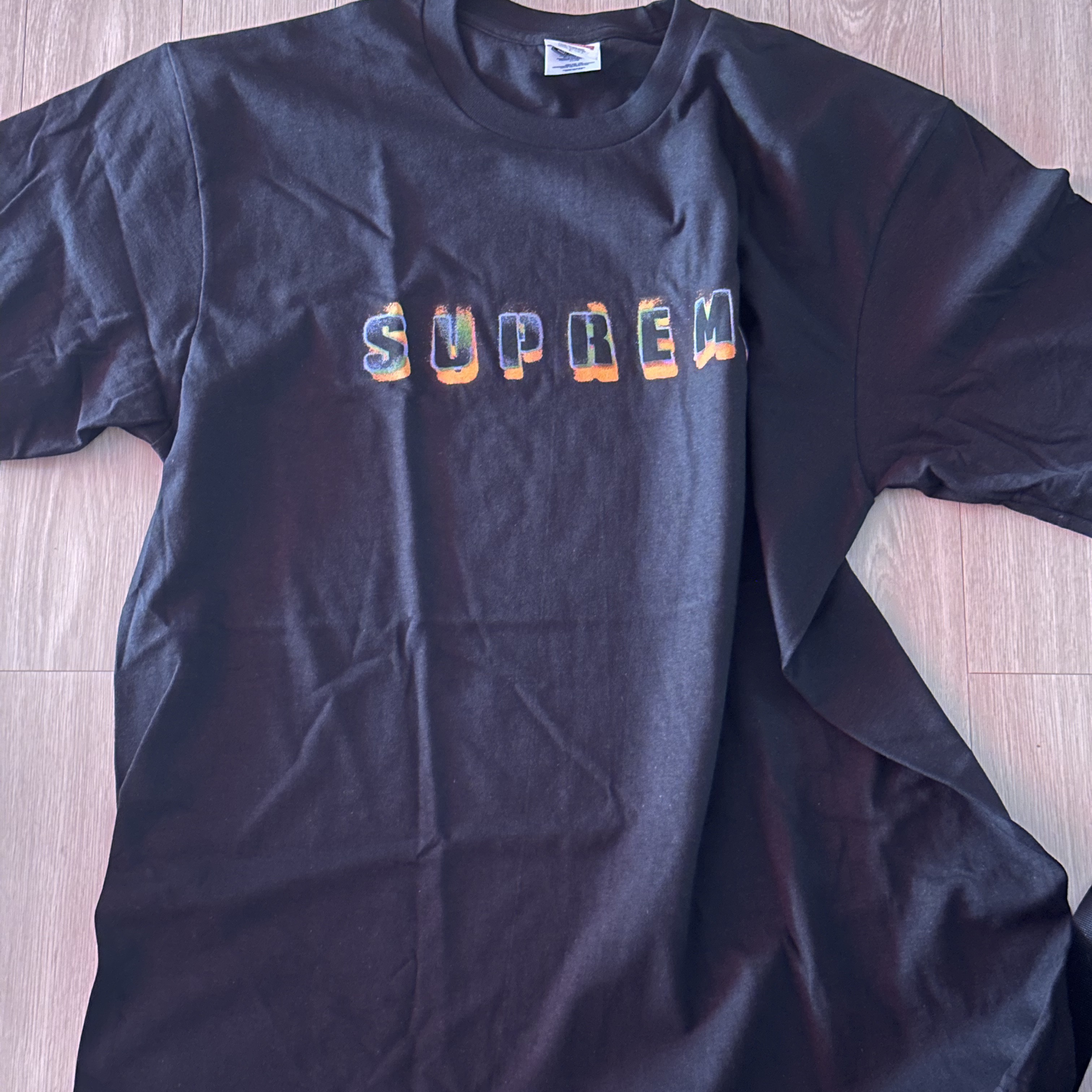Supreme Stencil T-Shirt Black - 23FW 착용 스타일