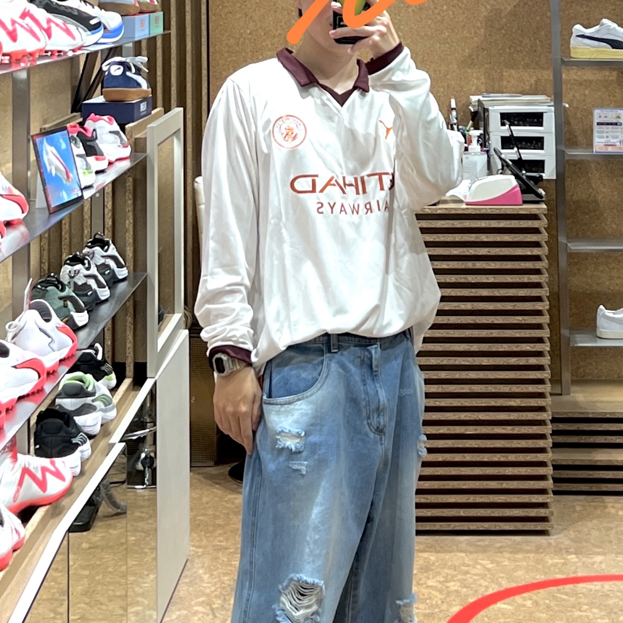 Puma Manchester City 2023/24 Away Long Sleeve Jersey White Aubergine (Non Marking Ver.) 착용 스타일