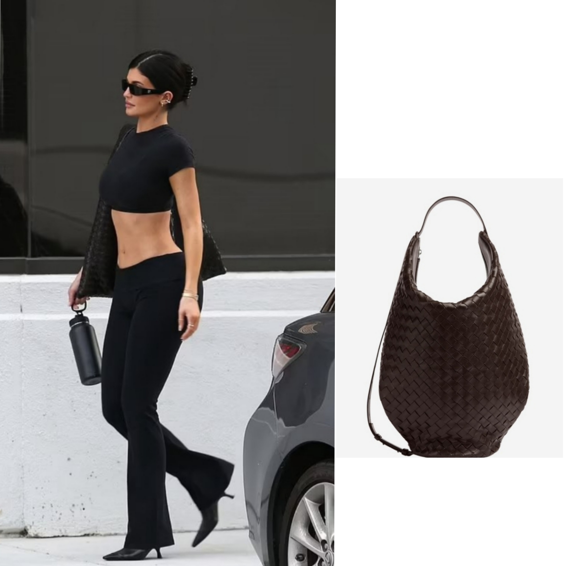 Bottega Veneta Medium Hop Bag Fondant 착용 스타일