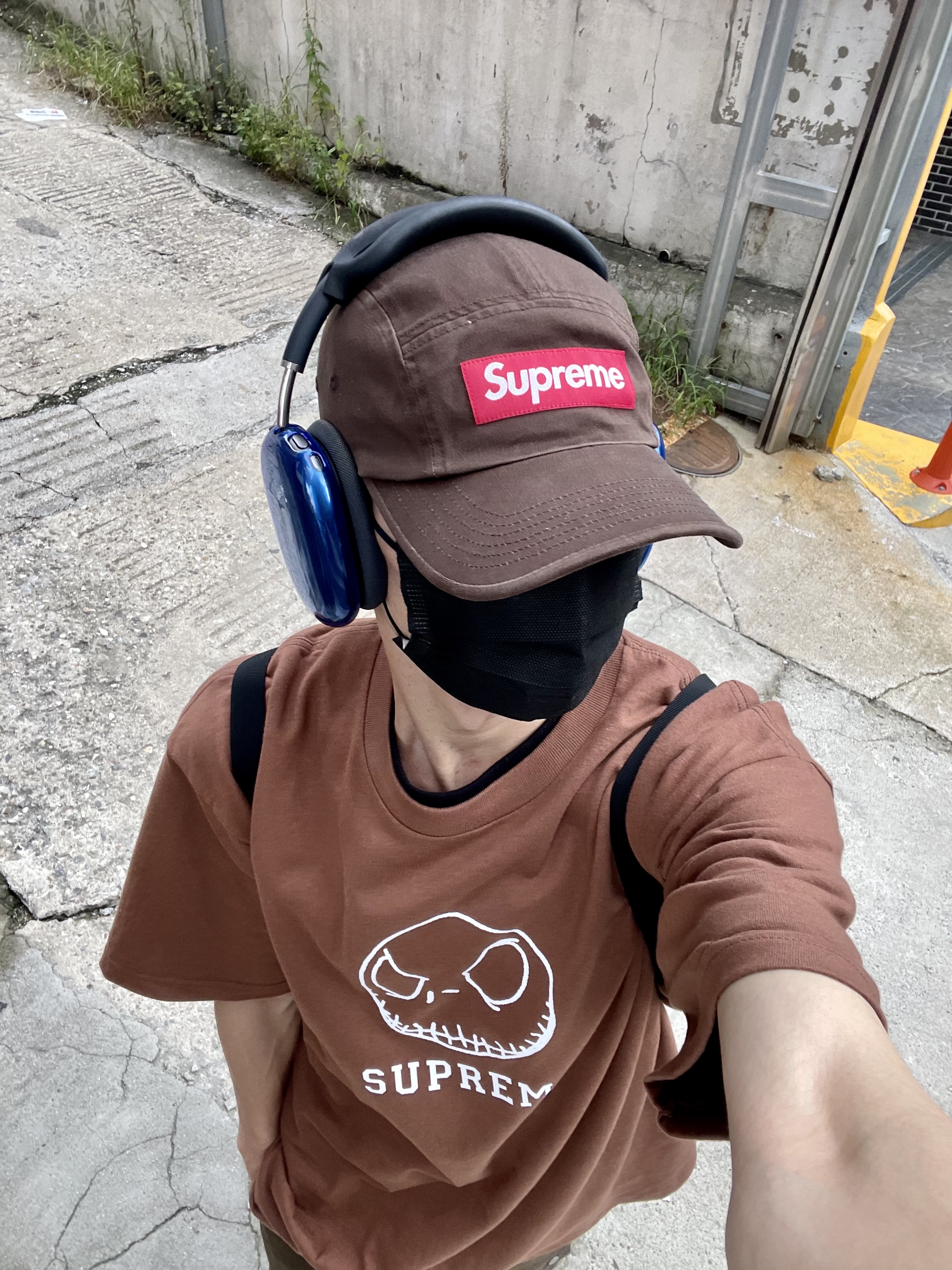 Jordan 1 x Zion Williamson Retro Low OG Flax and Oil Green, Supreme Skeleton T-Shirt Brown - 23FW 착용 스타일 - 2