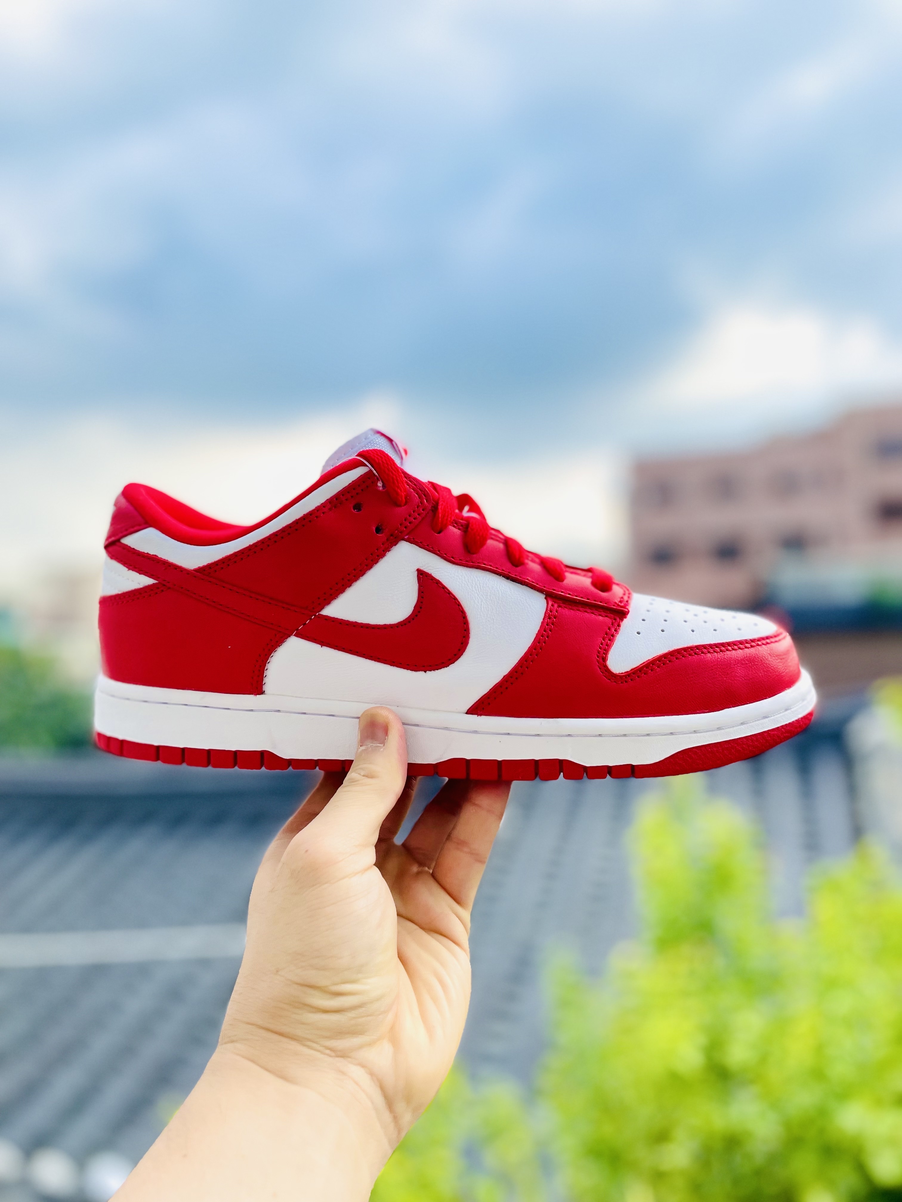 Nike Dunk Low SP White and University Red 2023 착용 스타일