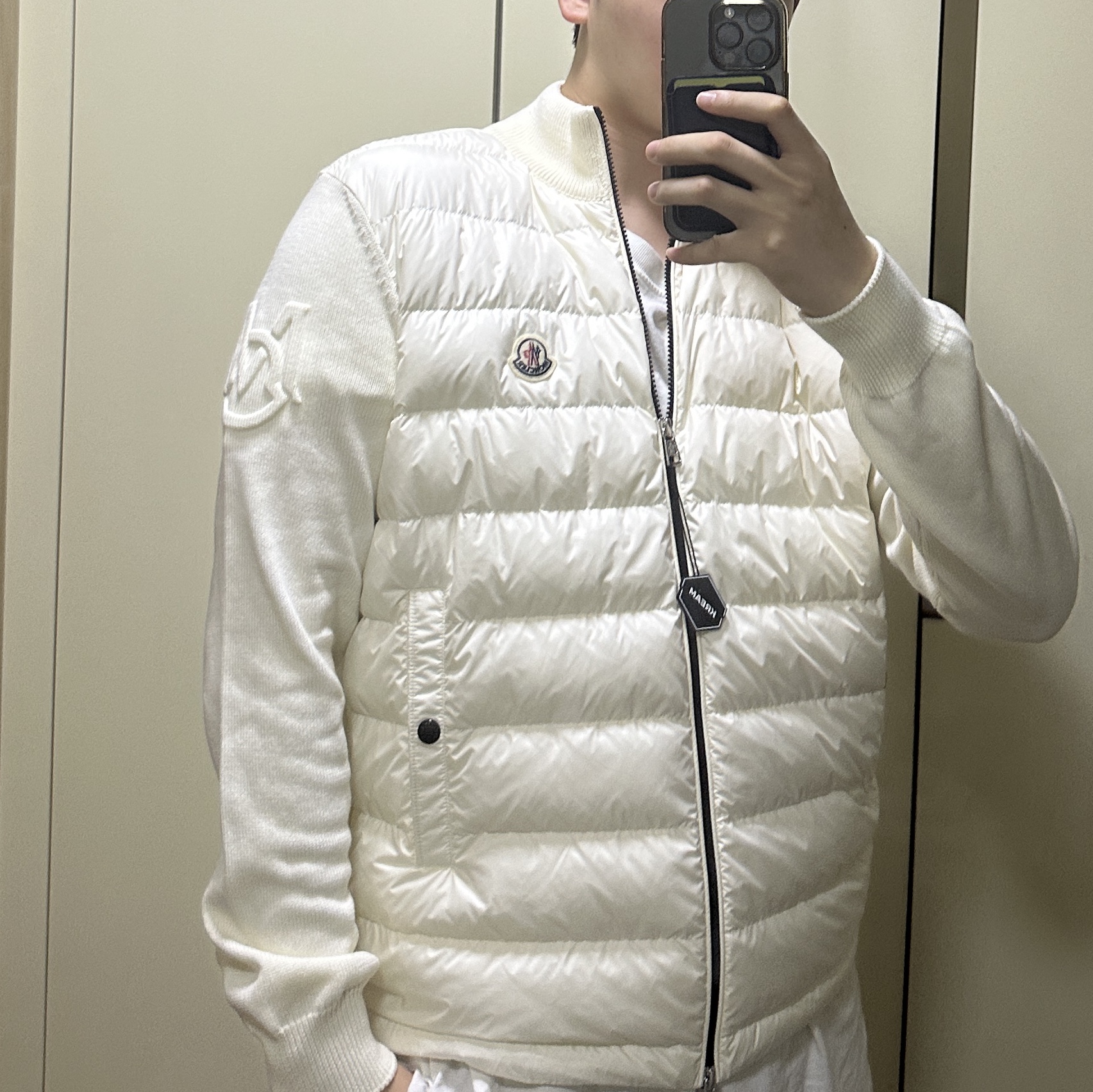 Moncler Padded Wool Cardigan Off White - 23SS 착용 스타일