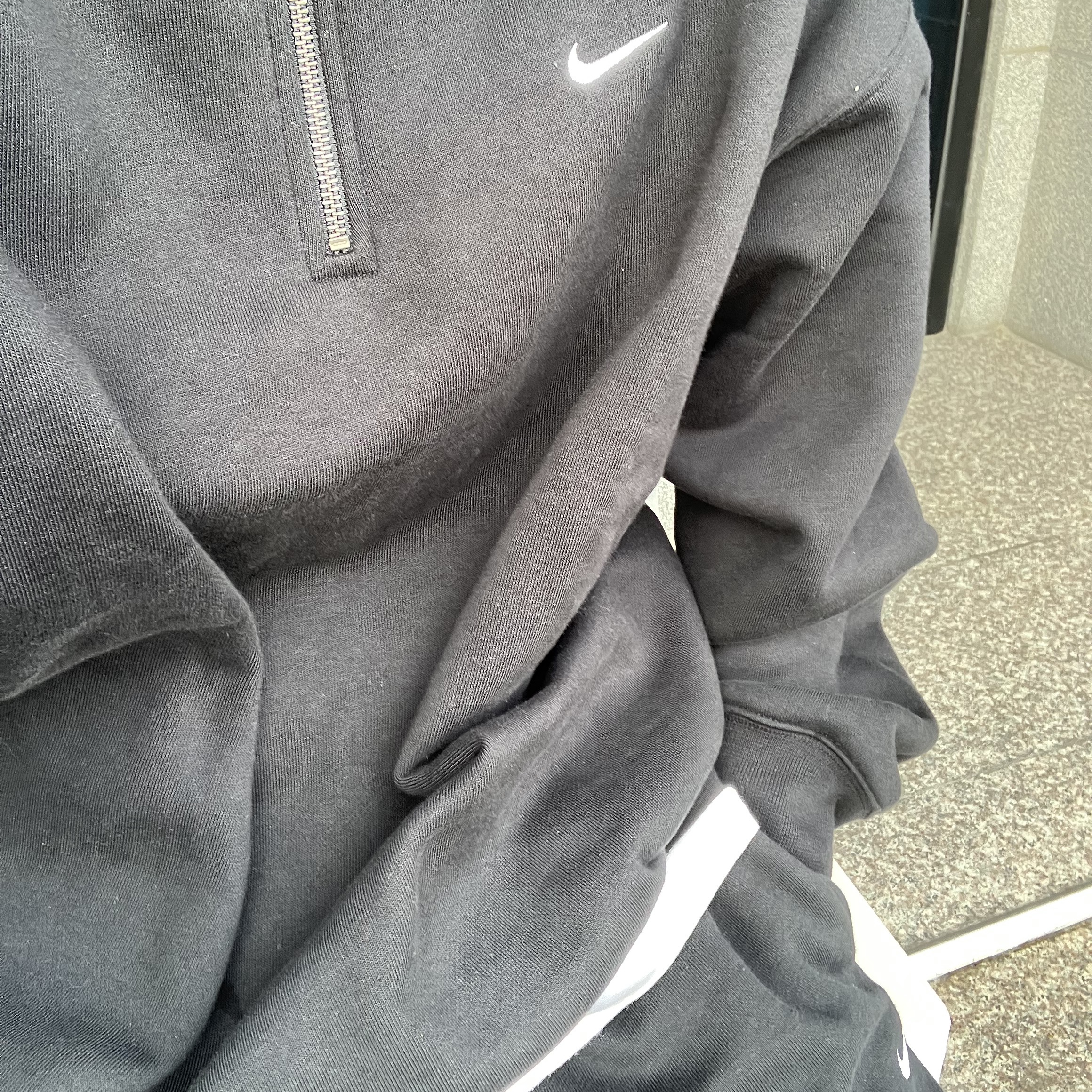 Nike NRG Solo Swoosh Heavy Weight BB Quarter Zip Top Black - US/EU 착용 스타일