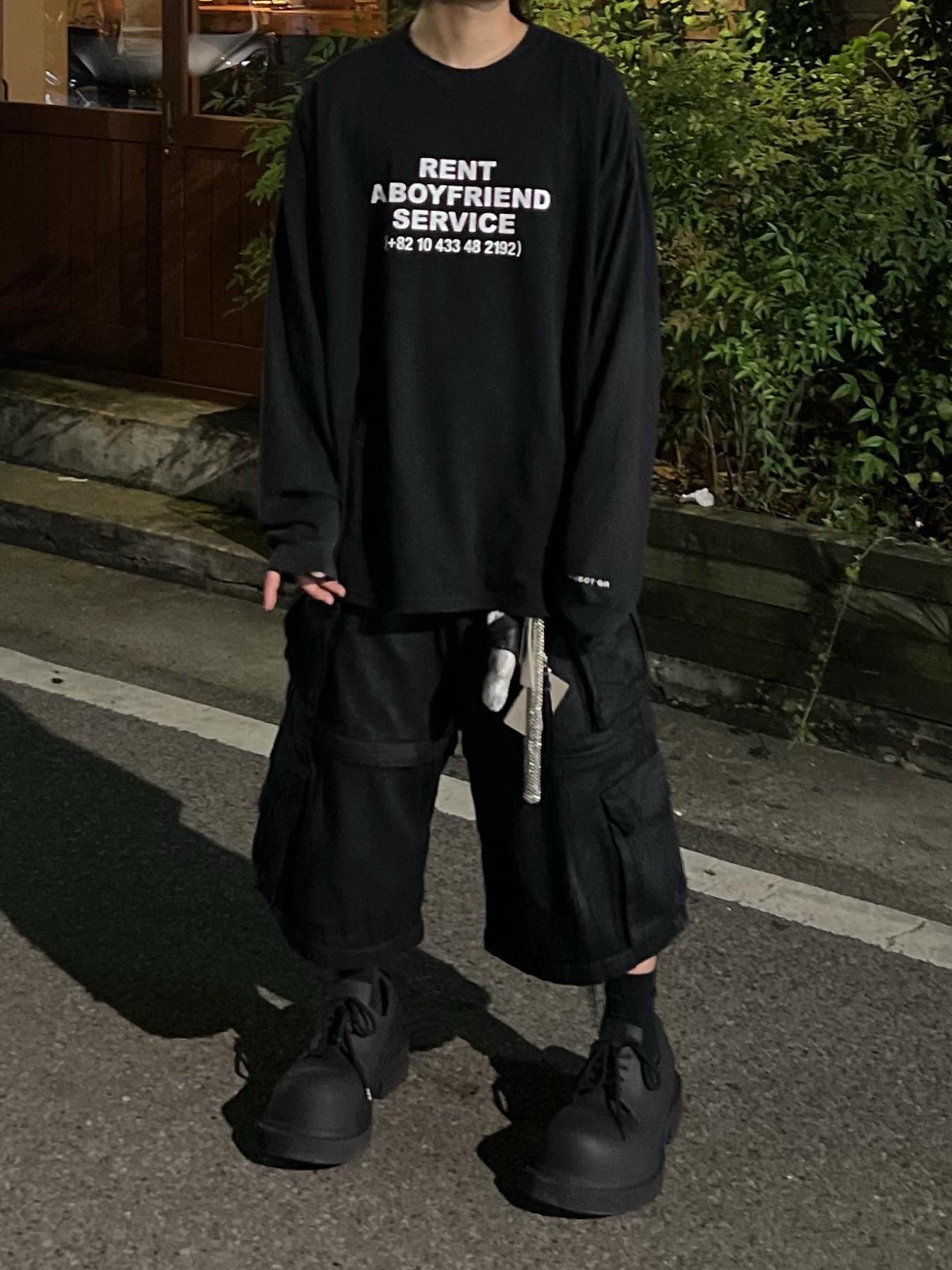 Project G/R Oversized Convertible Cargo Pants Coated Black, Balenciaga Steroid Derby Black 착용 스타일 - 4
