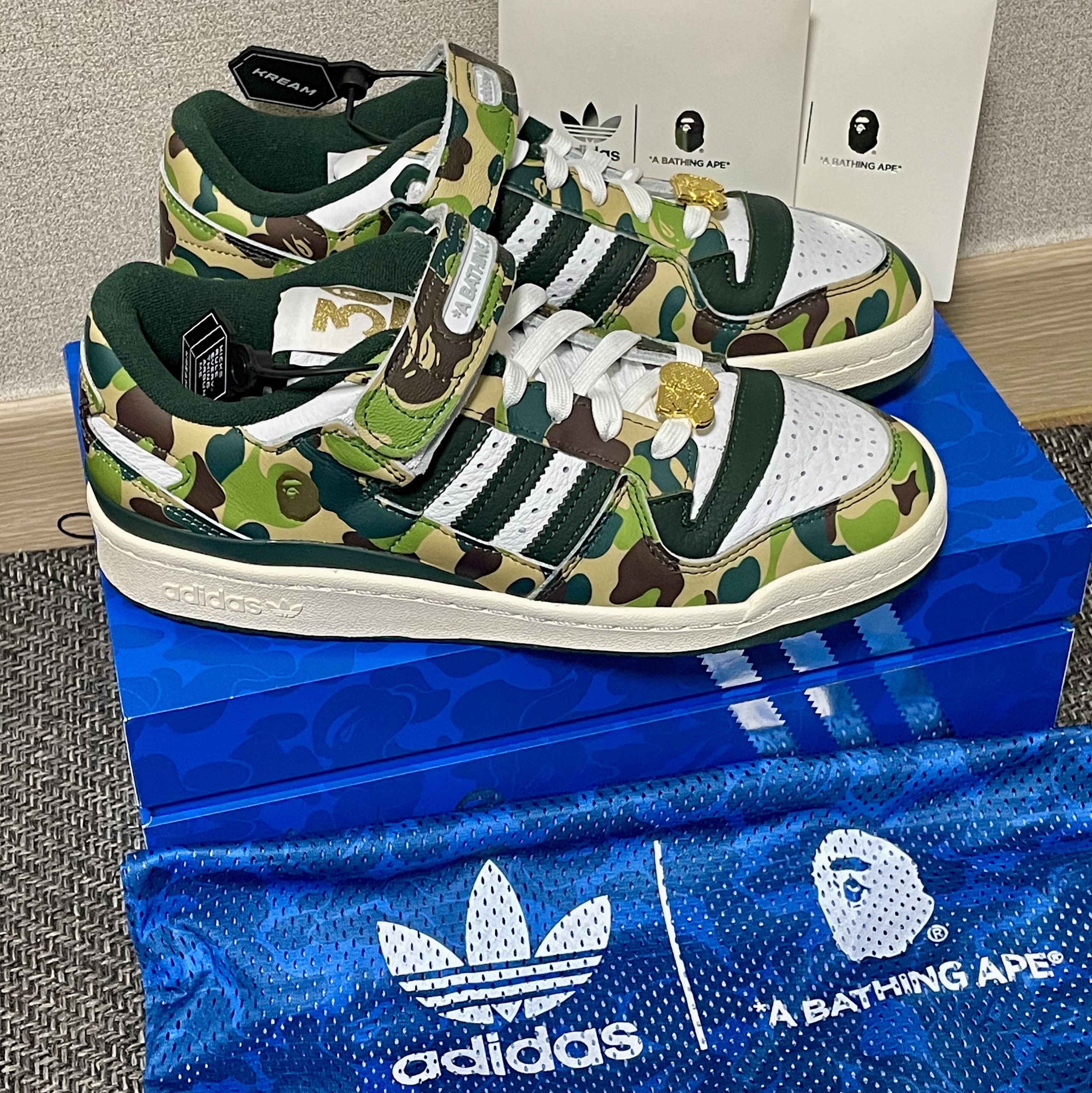 Adidas x BAPE Forum 84 Low Green Camo 착용 스타일