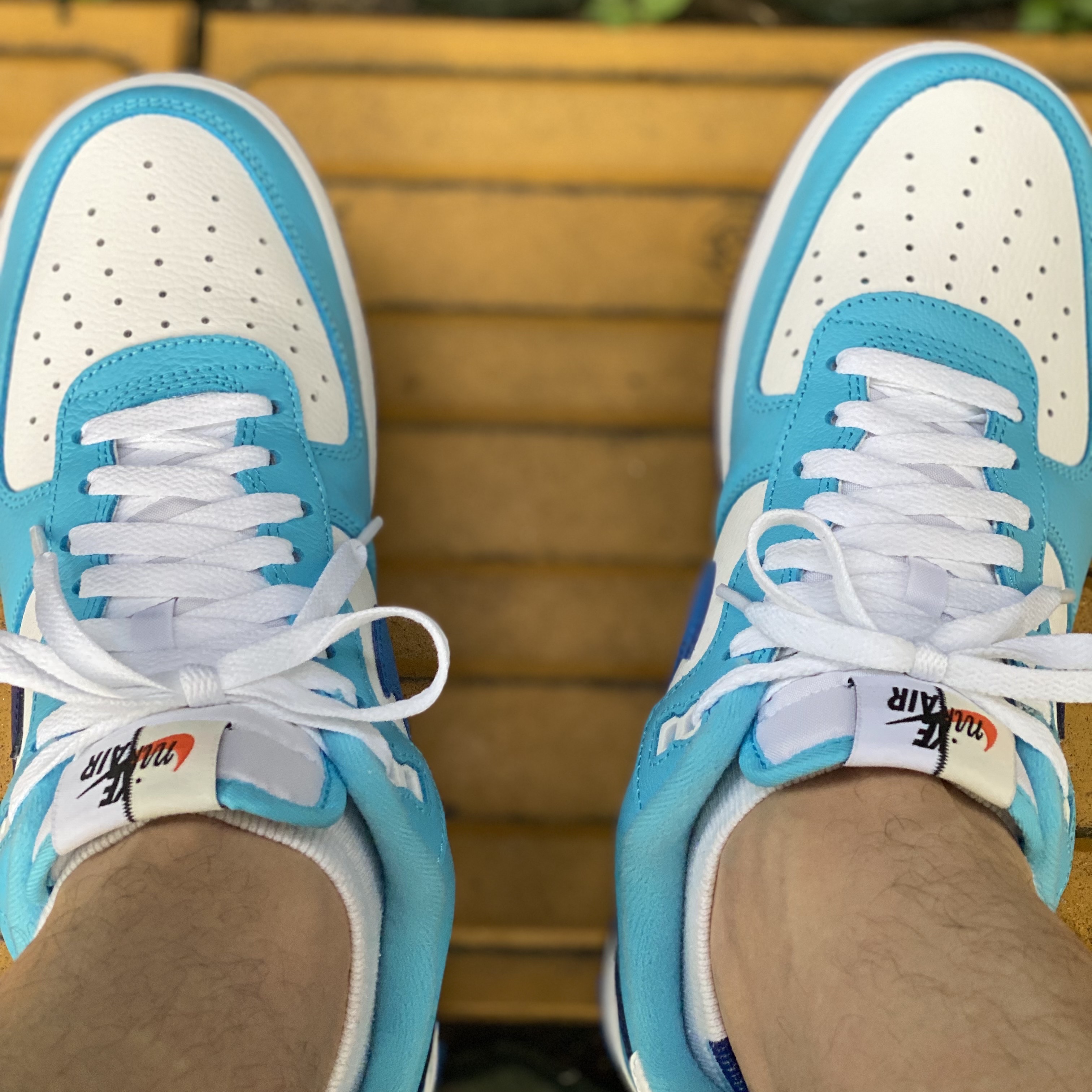 Nike Air Force 1 '07 LV8 White Light Photo Blue 착용 스타일 - 1