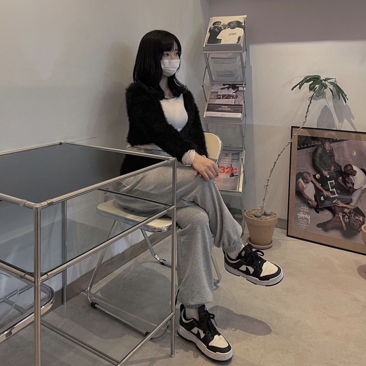 (W) Nike Dunk Low Disrupt Black White 착용 스타일